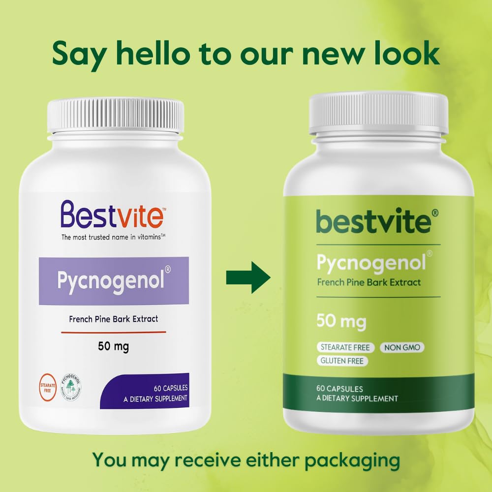 BESTVITE Pycnogenol 50mg Capsule, 60 Capsules