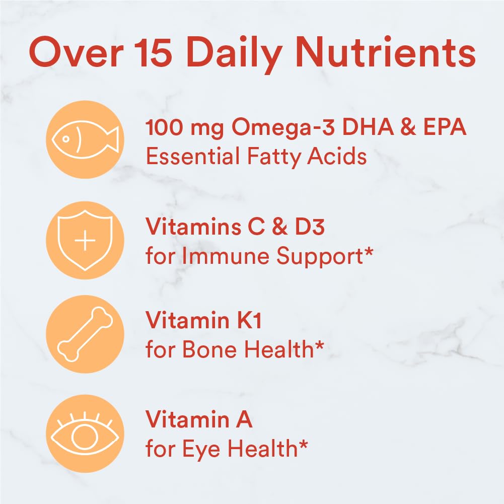 SmartyPants Kids Multivitamin Gummies with Omega-3 Fish Oil (EPA/DHA), Vitamin D3, Vitamin C, B Vitamins & Zinc, Gluten Free, 120 Count