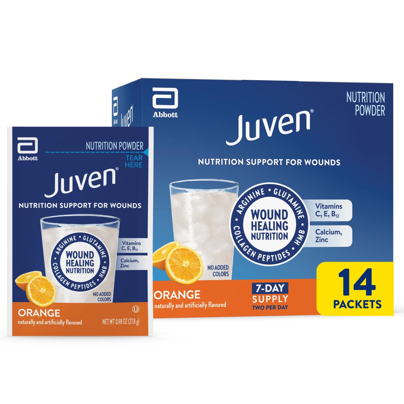 Juven Nutrition Support for Wound Healing, Orange Powder, 14 Count