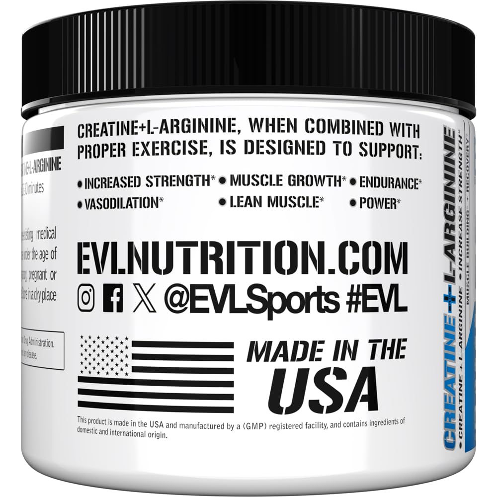 Evlution Creatine + L-Arginine Powder, 7.05 Ounce
