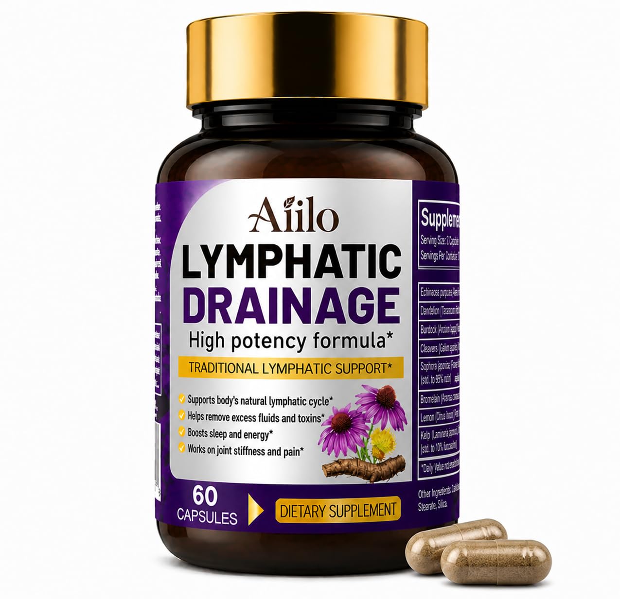 Aiilo Lymphatic Drainage Capsules 60 Count