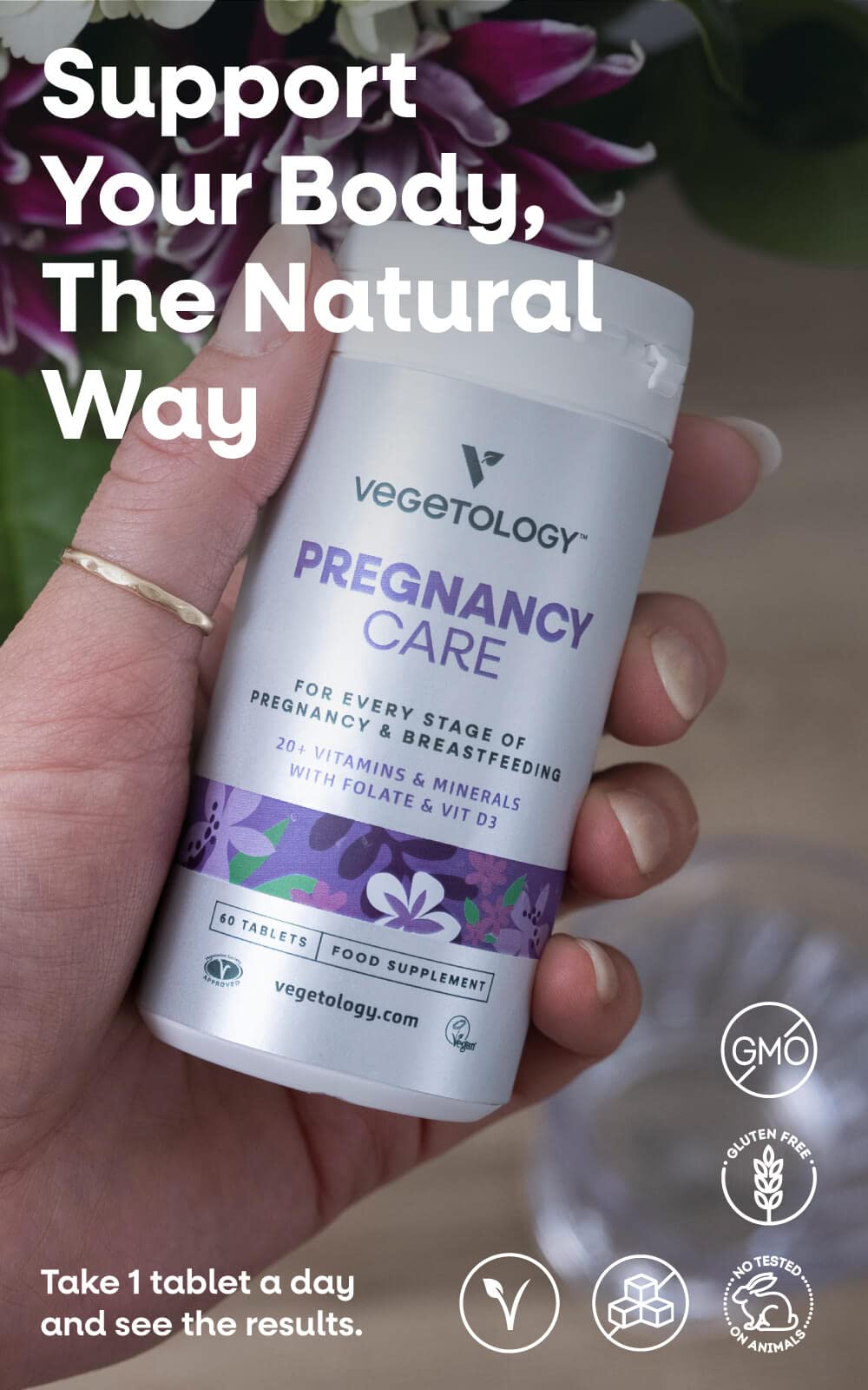 VEGETOLOGY Prenatal Vitamins for Women – Pregnancy & Postnatal Vitamins for Breastfeeding Moms, Vegan, 60 Tablets