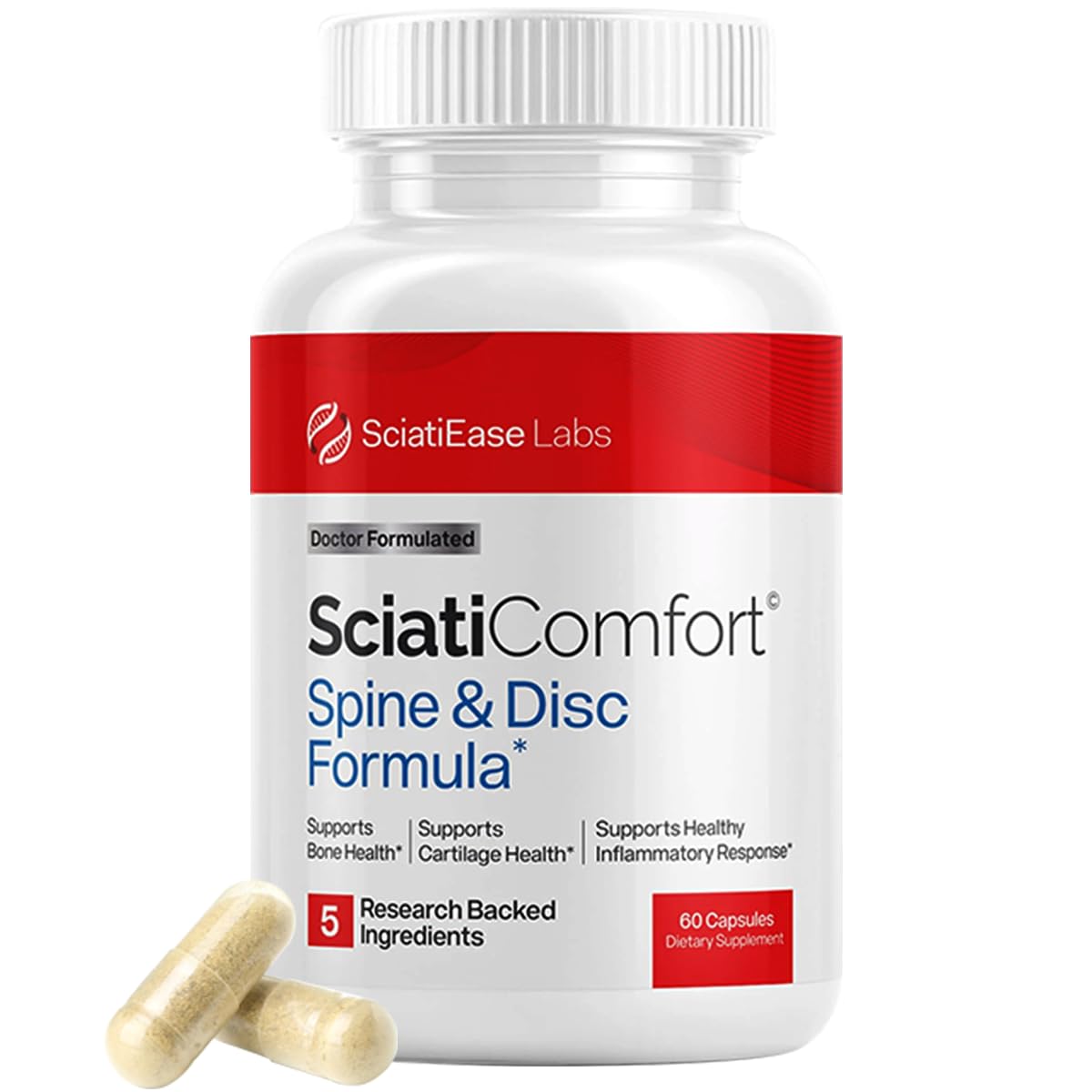 SciatiEase SciatiComfort Spine and Disc Support Supplement Capsules, 60 Count