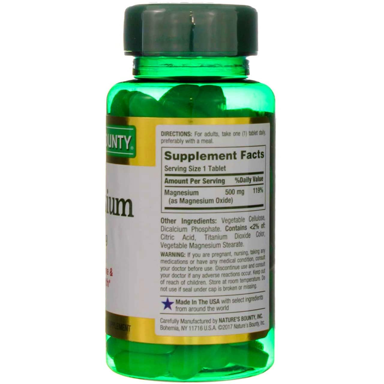 Nature's Bounty Magnesium 500 mg Tablets 100 Count