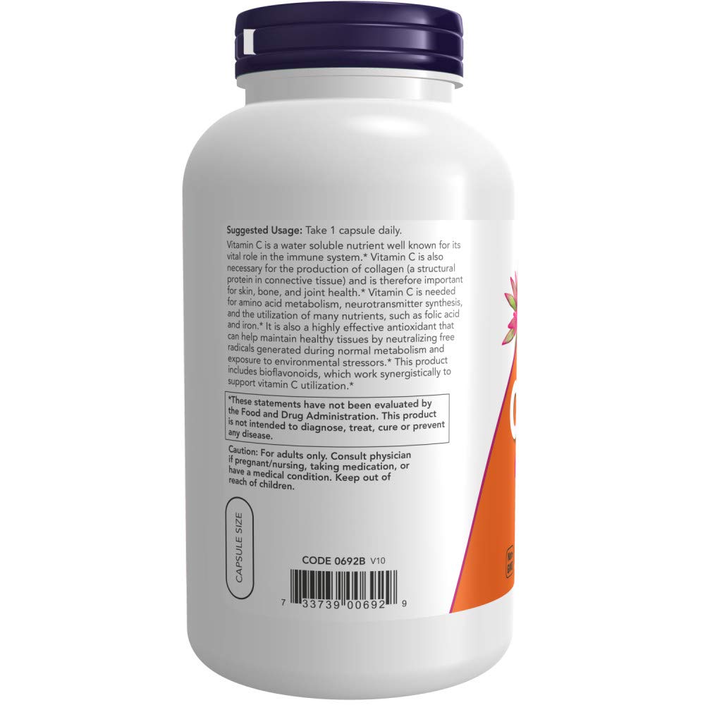 NOW Foods Vitamin C-1000 with Bioflavonoids Veg Capsules, 500 Count
