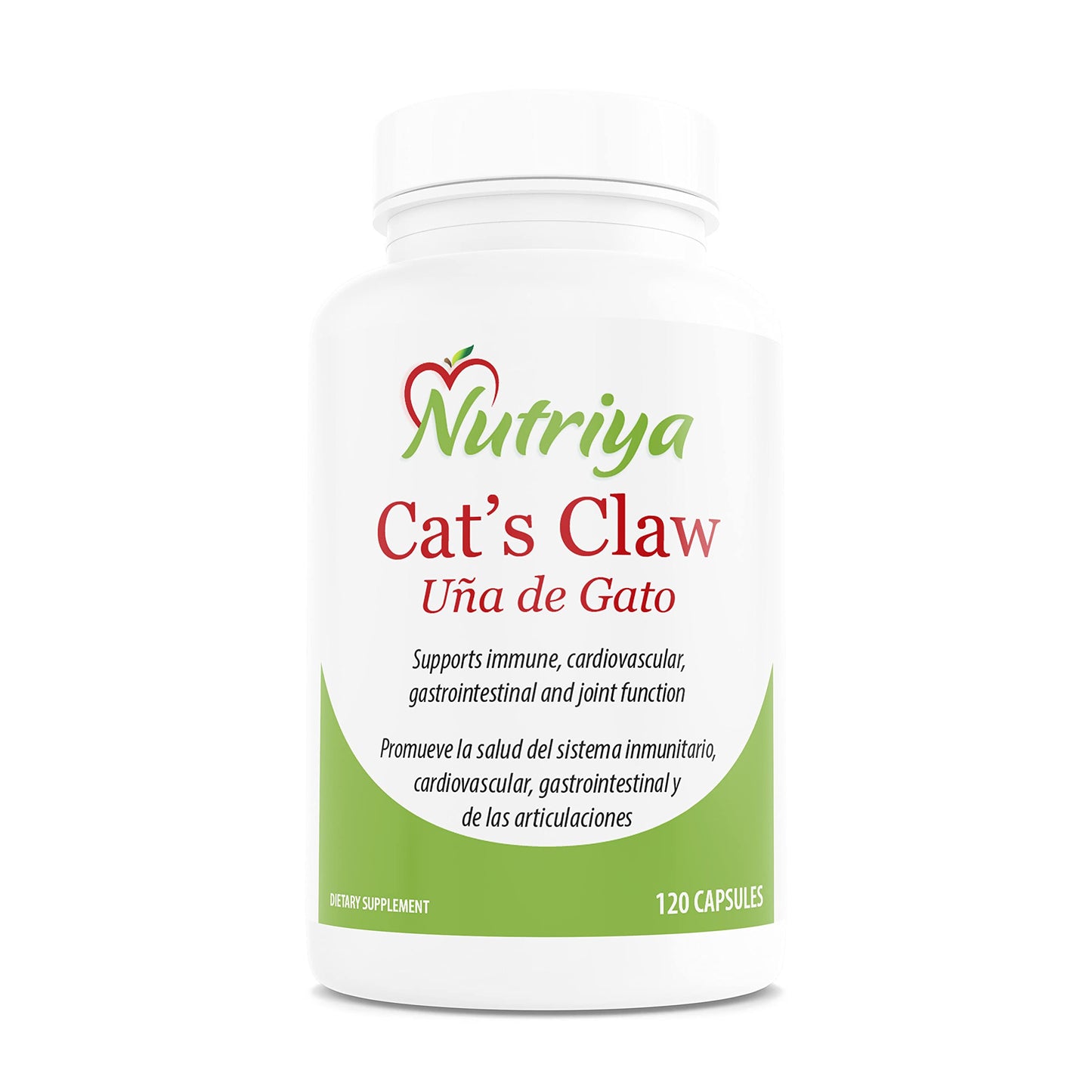 Nutriya Cat's Claw (Uña de Gato) Uncaria Tomentosa Vegetarian Capsules 120 Count
