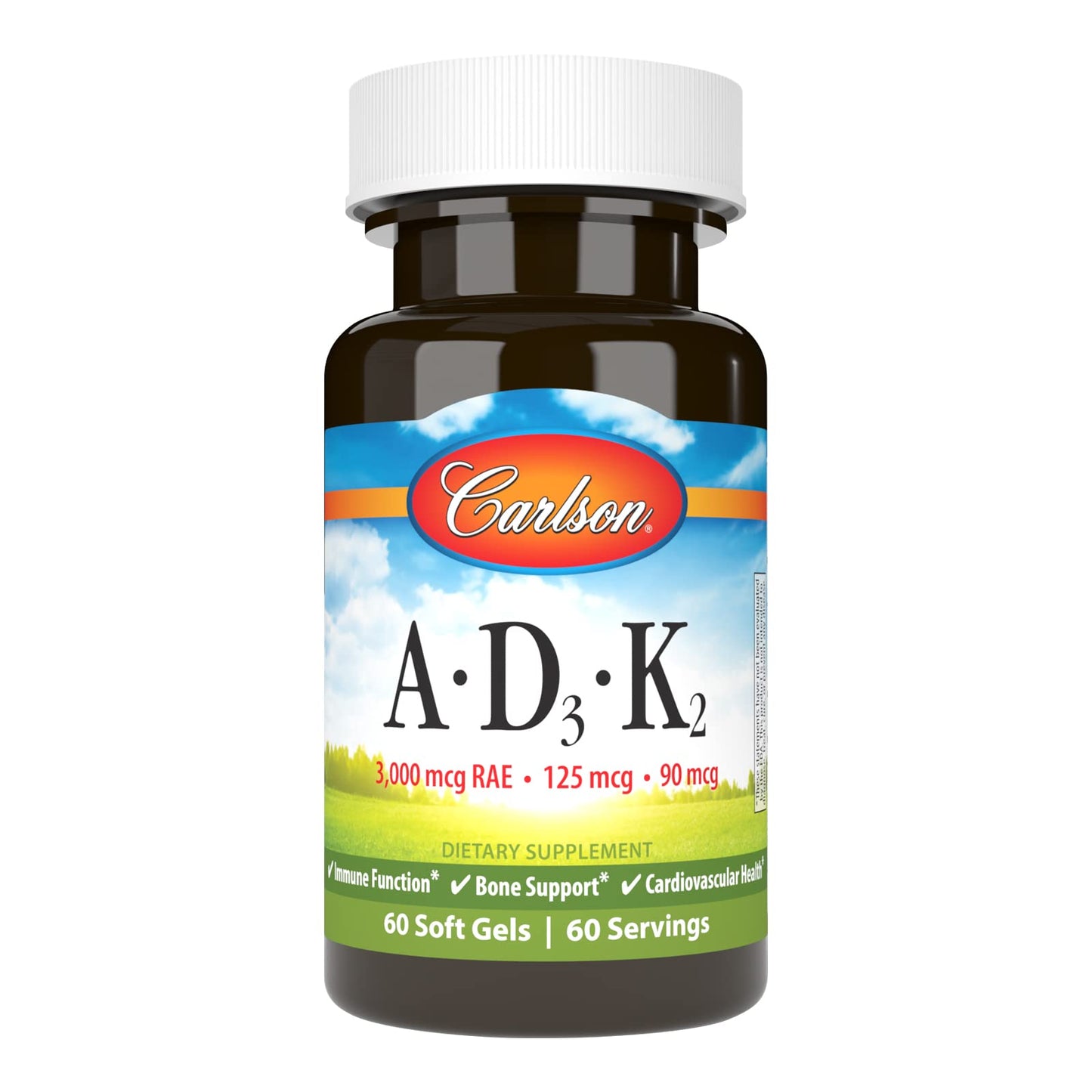 Carlson Vitamin A, D3, K2 Soft Gels 60