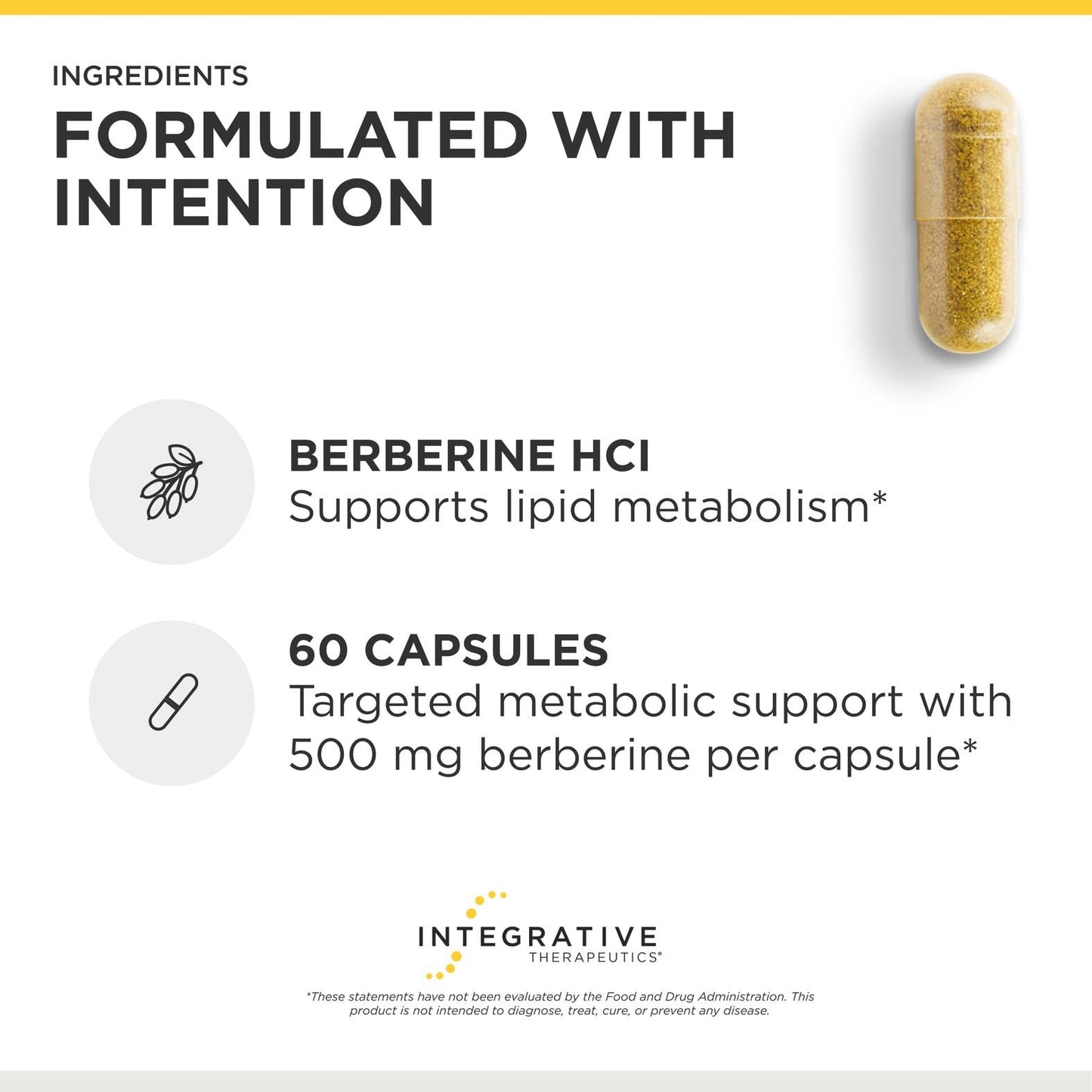 Integrative Therapeutics Berberine 1500mg Supports Metabolic Health & Cellular Energy Metabolism, Third-Party Tested, Practitioner-Trusted Quality, Dairy-Free & Gluten-Free, 120 Capsules