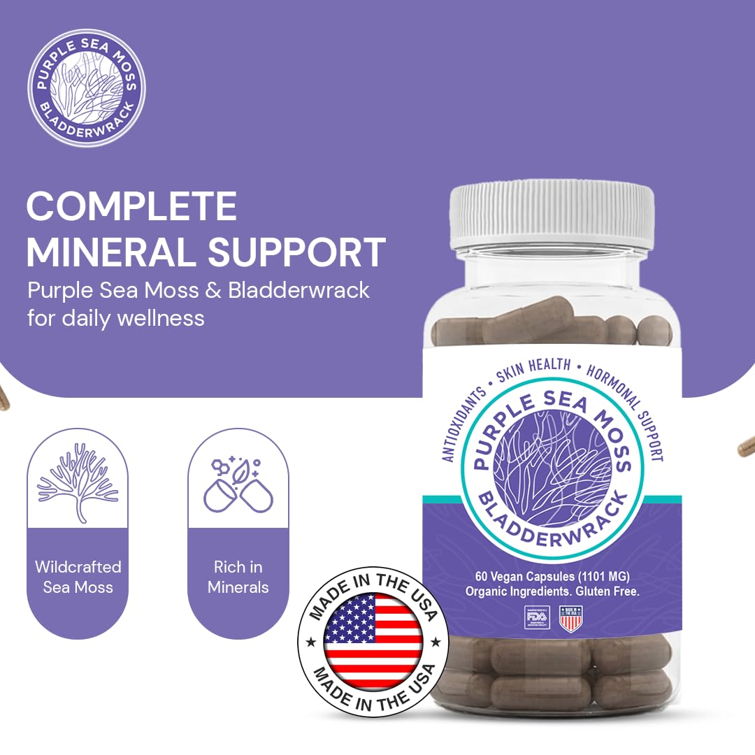 BocaHeal Purple Sea Moss + Bladderwrack Capsules, 60 Count