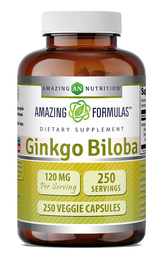 Amazing Nutrition Ginkgo Biloba 120 mg Capsules, 250 Count