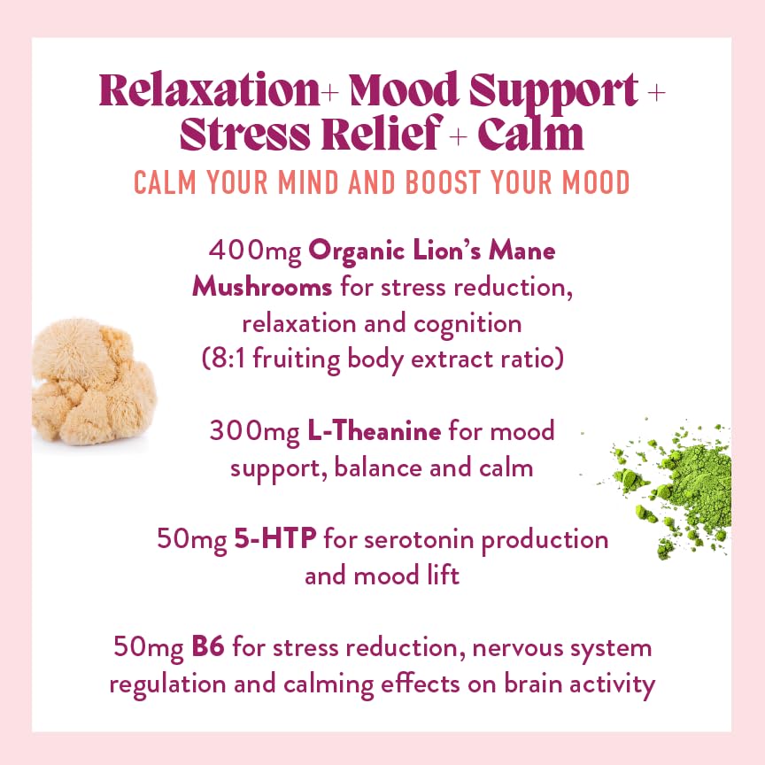 Microjoy Elevate Mood Support Gummies with L-Theanine, Lion’s Mane, 5-HTP & B6 – 30 Gummies