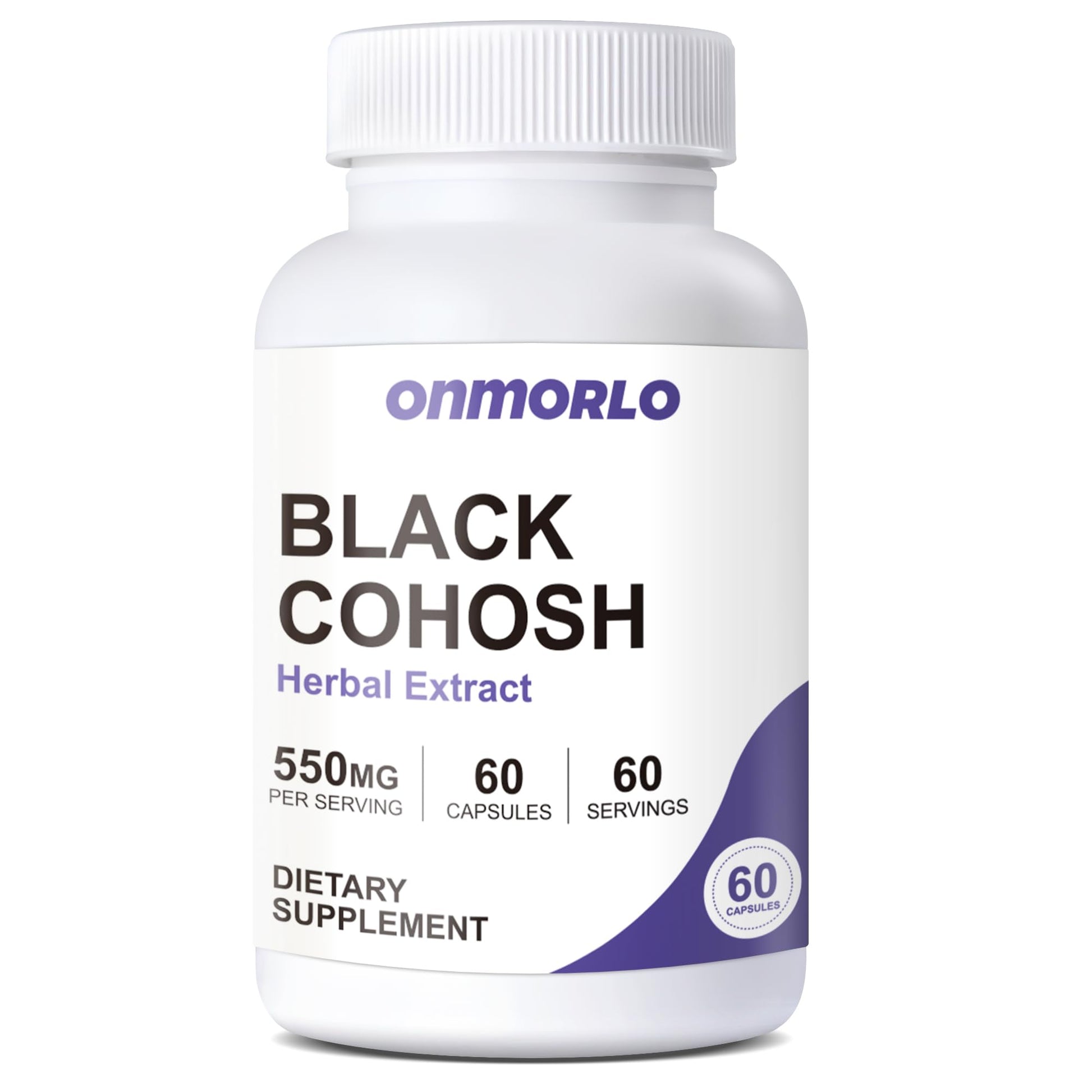Generic ONMORLO Black Cohosh Supplement for Women - 550mg Root Extract Per Serving, Non-GMO, Gluten-Free, 60 Capsules