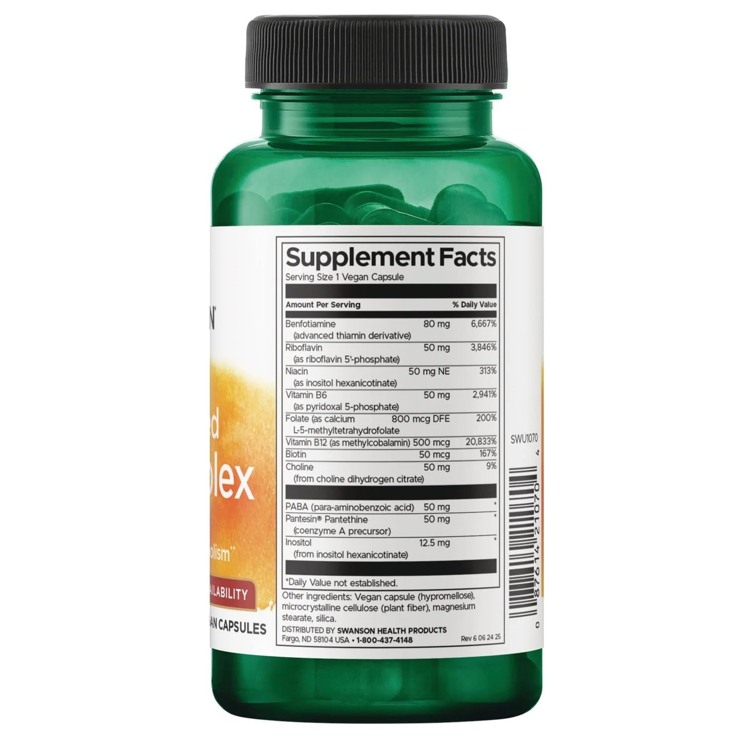 Swanson Activated B-Complex - High Potency and Bioavailability Capsules, 120 Count