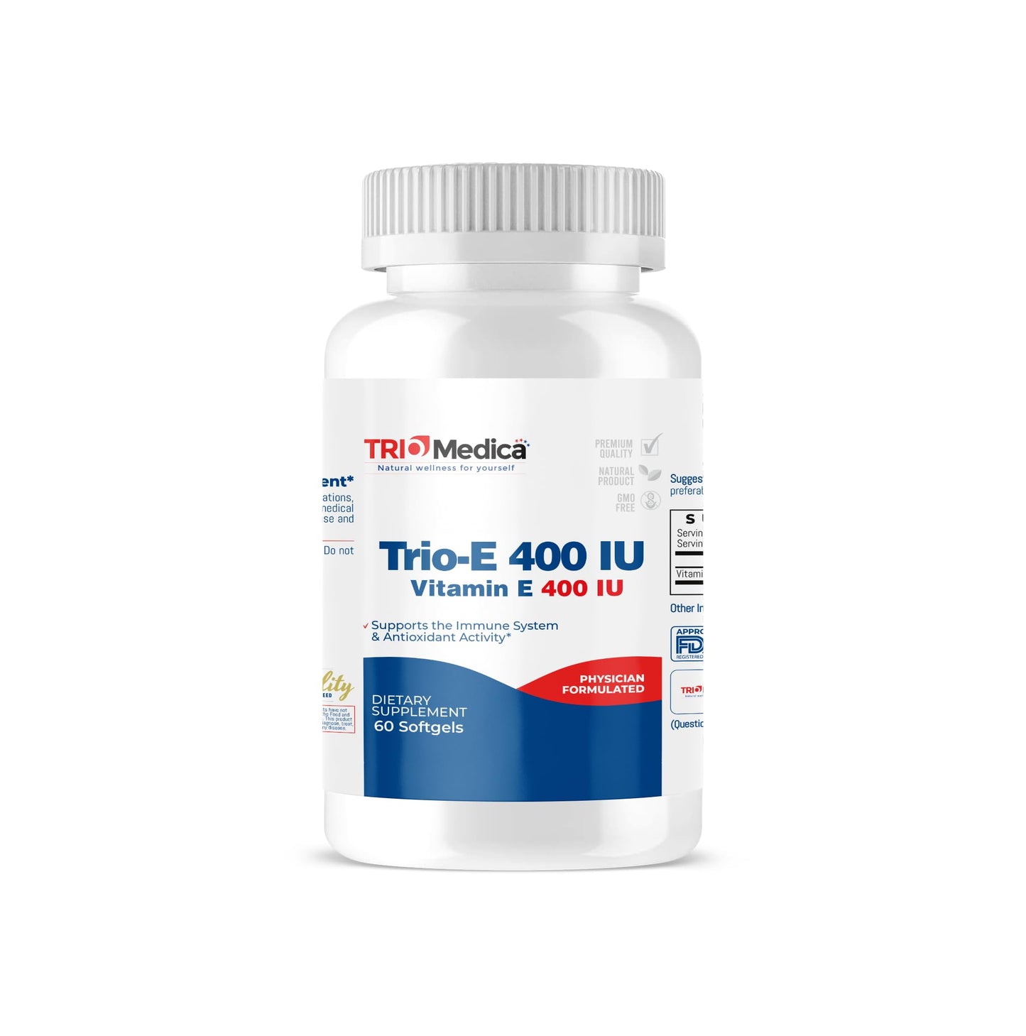 TRIOMEDICA Trio-E 400 IU Vitamin E dl-Alpha Softgels, 60 Count