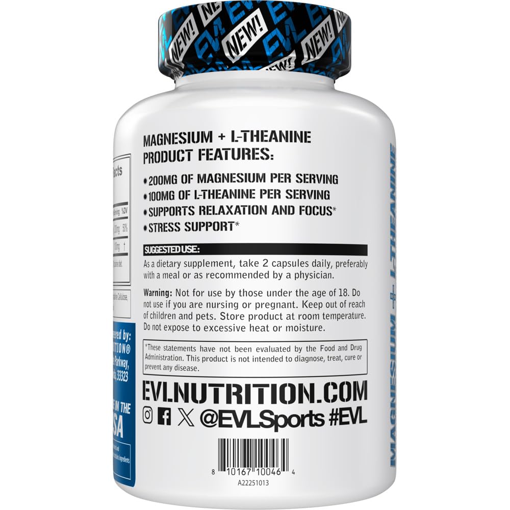 Evlution Magnesium L-Theanine Capsule 90 Count