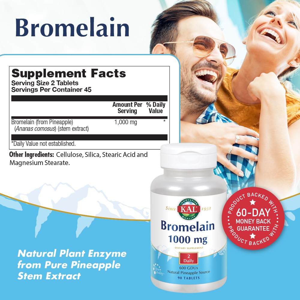 KAL Bromelain 1000 mg Tablets, 90 Count