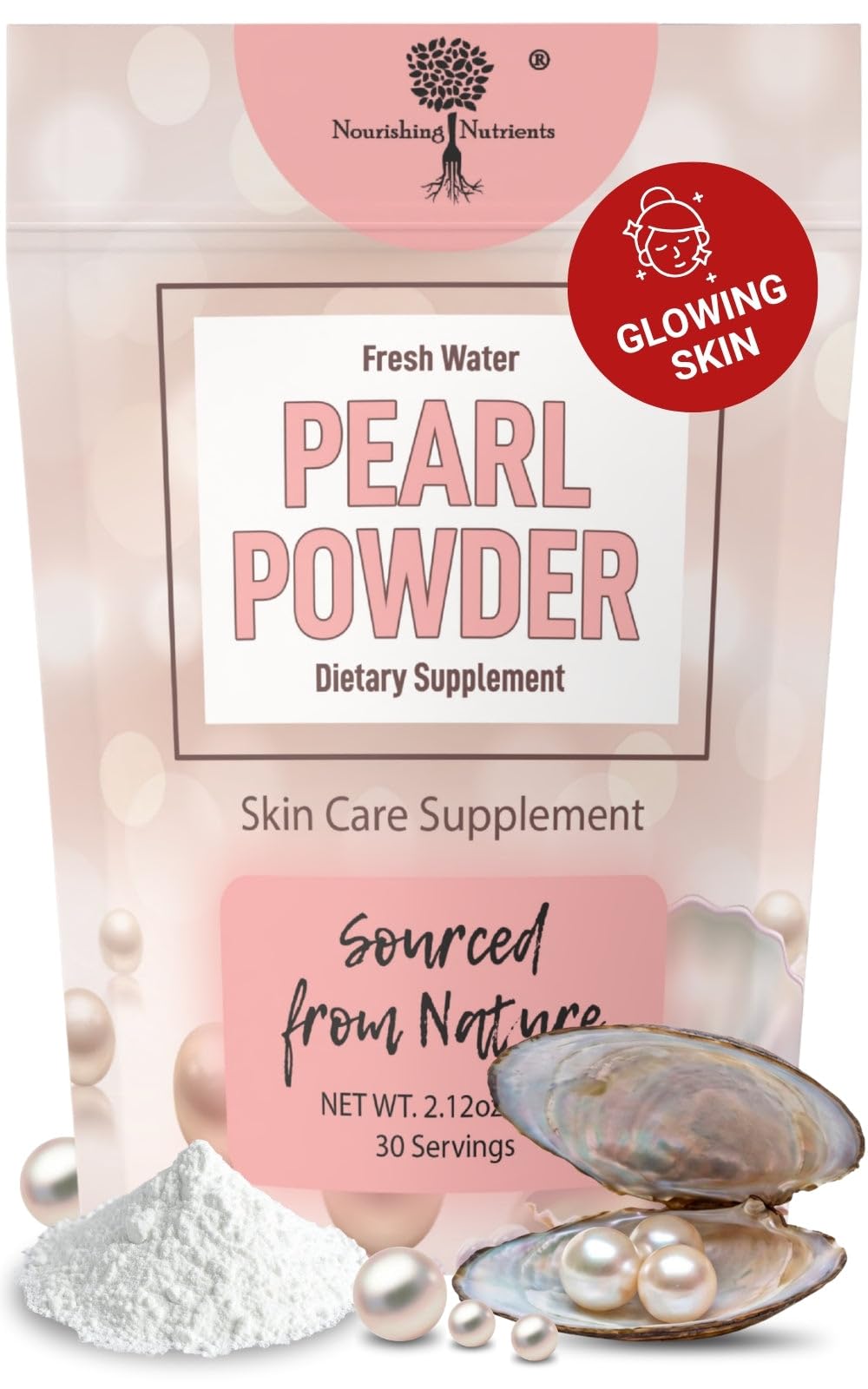 Nourishing Nutrients 4-in-1 Pearl Powder Organic Quality for Teeth, Eyes, DIY Masks & Drink Powder 2.12 oz