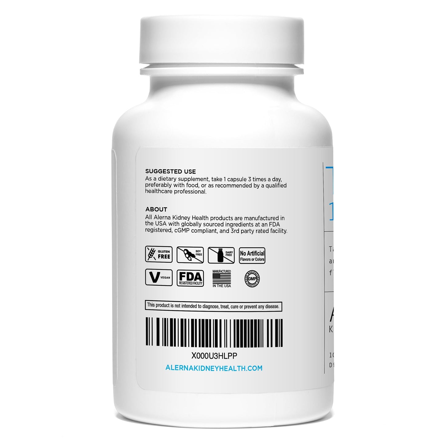 Alerna Kidney Health Tart Cherry Extract 1200 mg Dietary Supplement Capsules, 300 Count