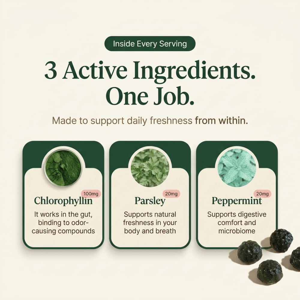 Haloven Chlorophyll Gummy, Body Odor Support, Lemonade, 60 Count