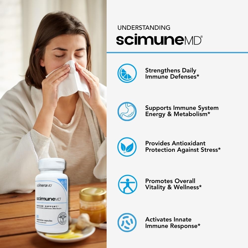 Scimera Bioscience ScimeraMD AspregaMD Probiotic + Prebiotic, ScimuneMD Immune Support and MultivitaminMD Multiminerals, 120 Capsules