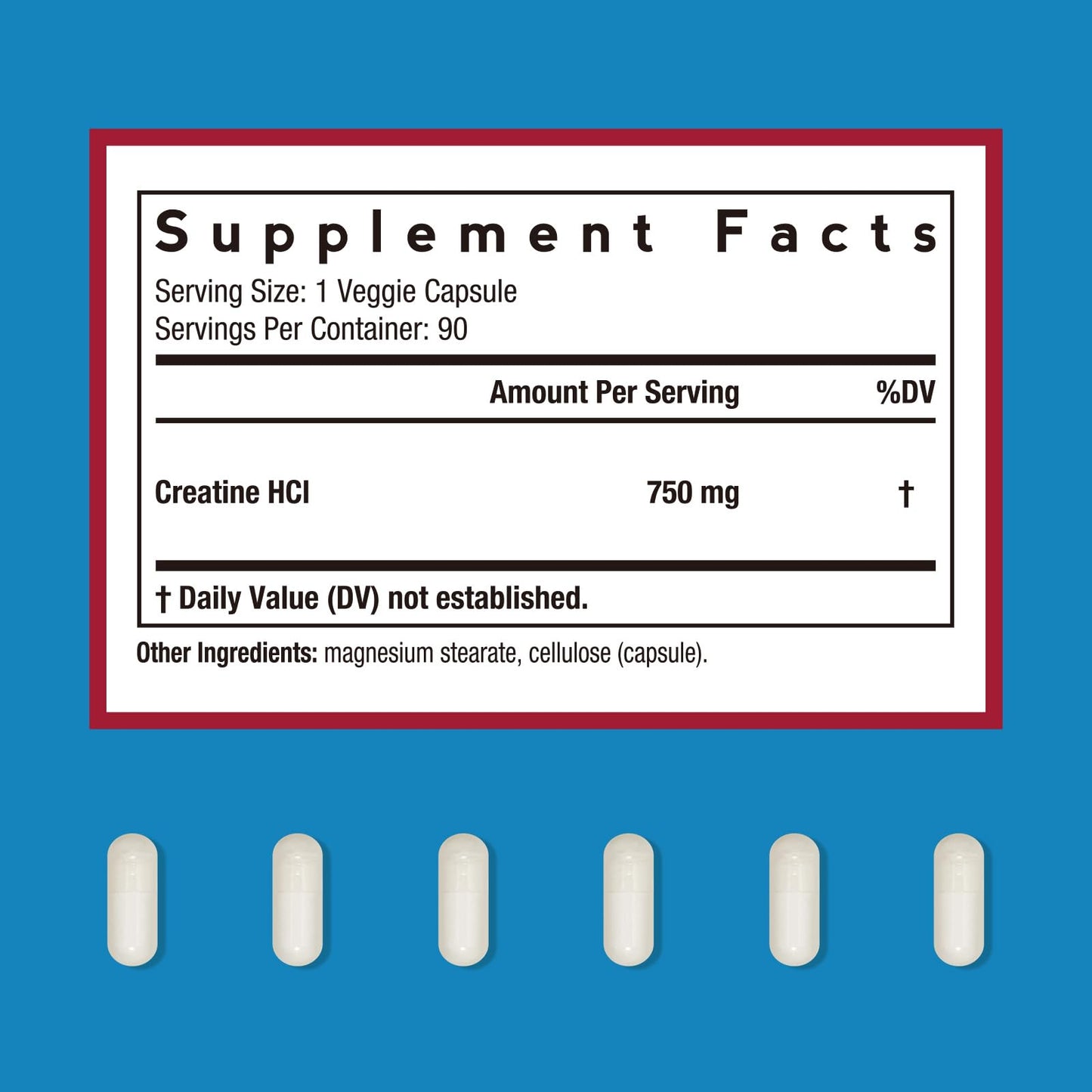 Doctor's Recipes Creatine HCl 750 mg Capsules, 90 Count