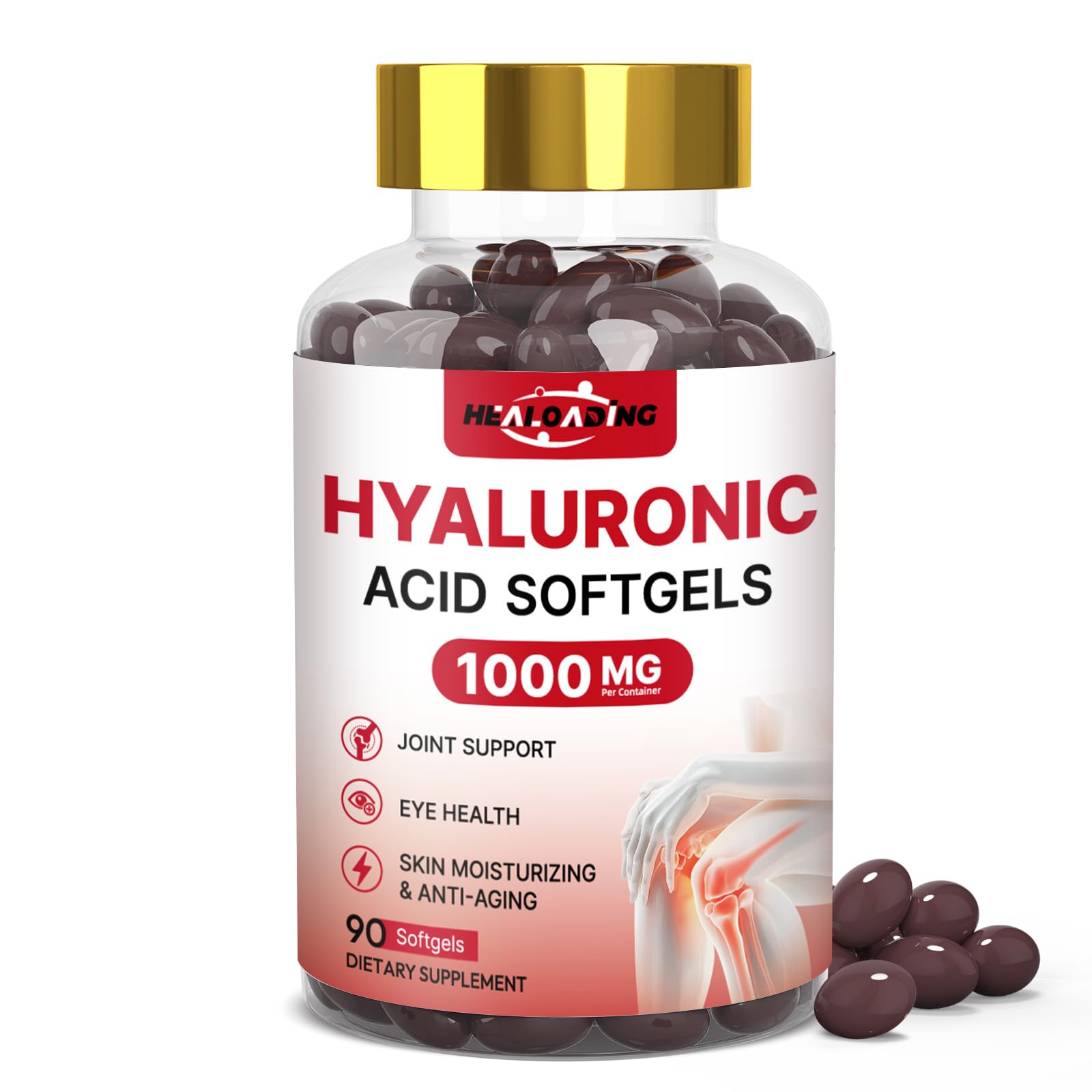 HEALOADING Hyaluronic Acid Supplements 1000mg Softgels, 90 Count