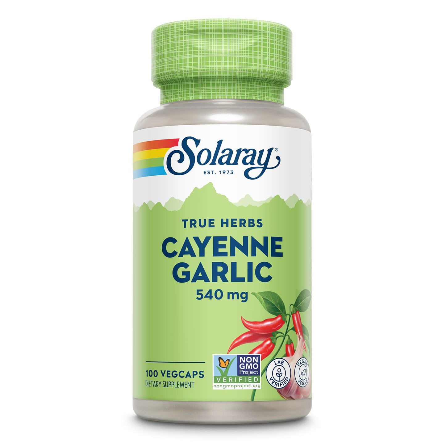 SOLARAY Cayenne Garlic 540 mg Capsule, 100 VegCaps