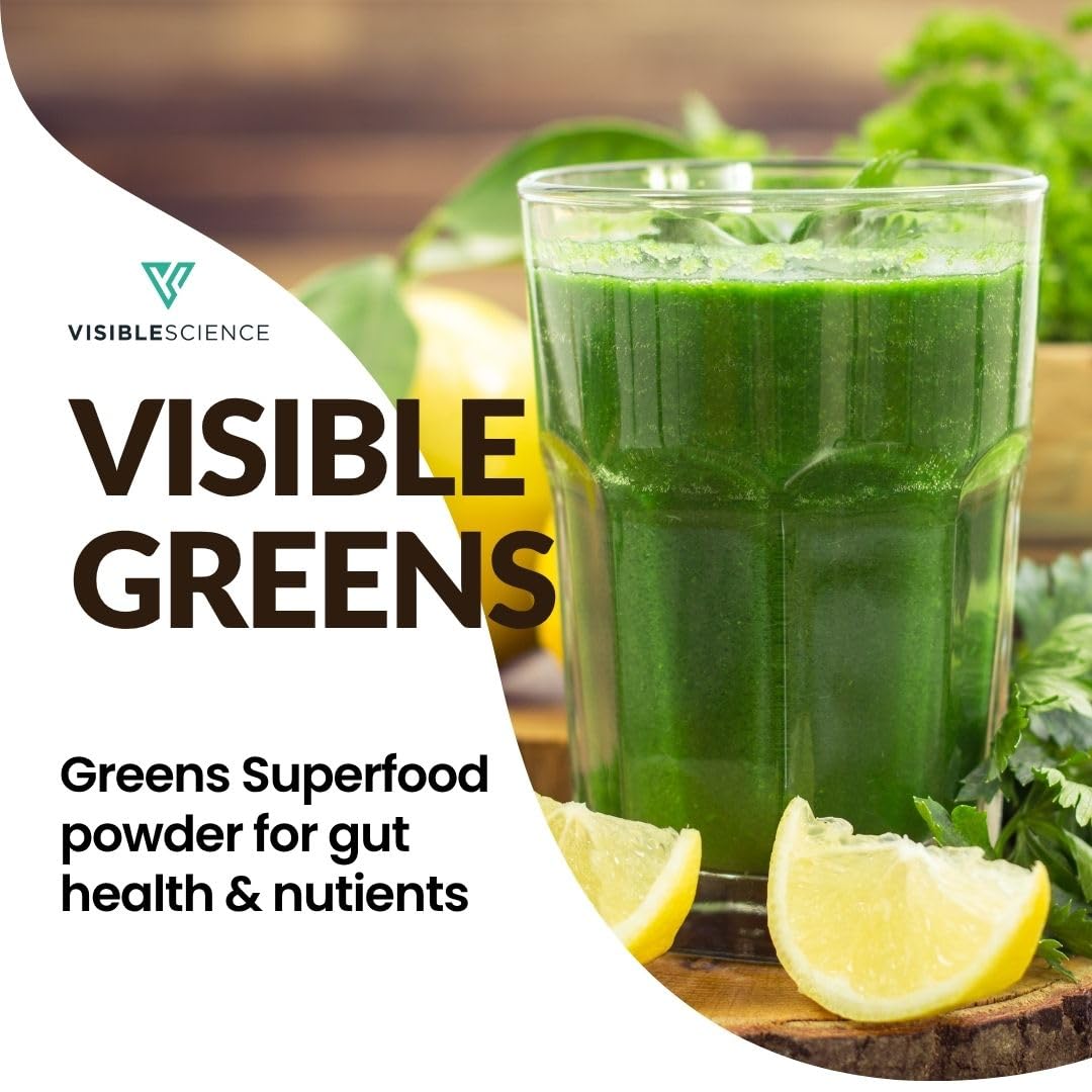 Visible Science Super Greens Powder – Superfoods for Detox, Energy & Immunity, 30 Scoops per Jar