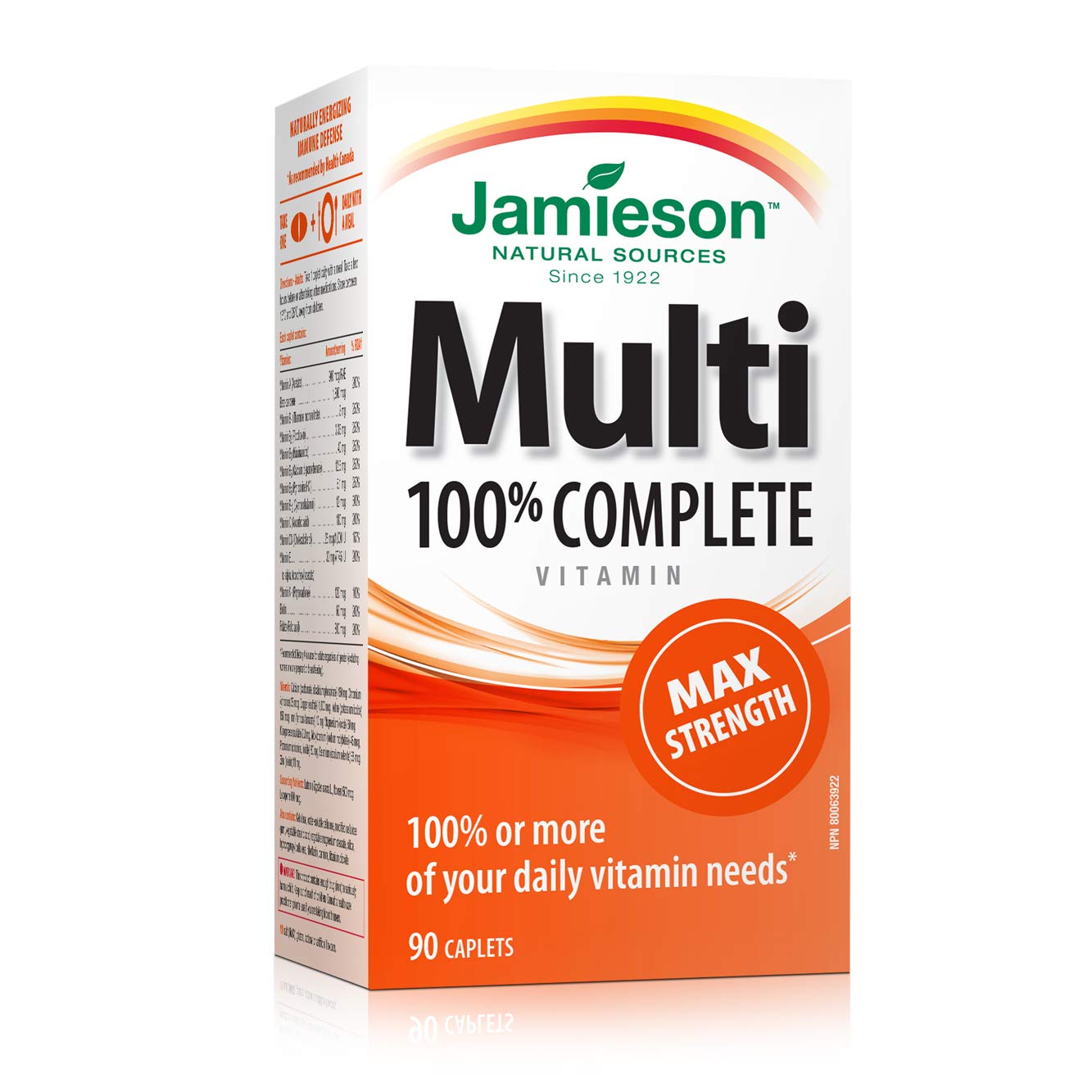 Jamieson Laboratories 100% Complete Multivitamin Max Strength Formula, 90 Capsules