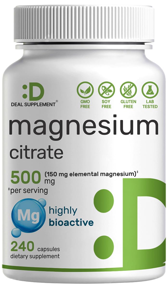 Deal Supplement Magnesium Citrate 500mg Capsule 240 Count