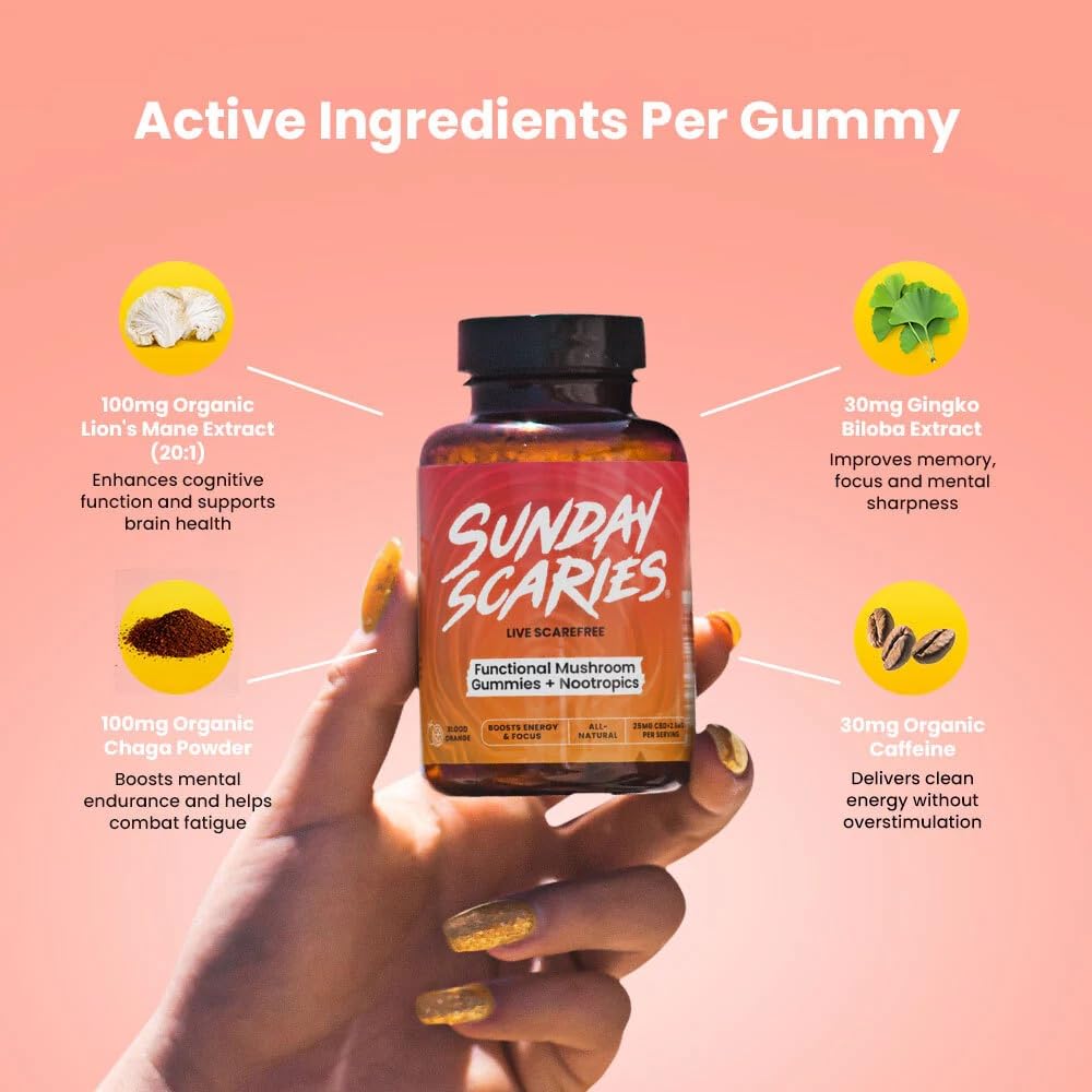 Sunday Scaries 4-in-1 Functional Mushroom Gummies, 30 Gummies