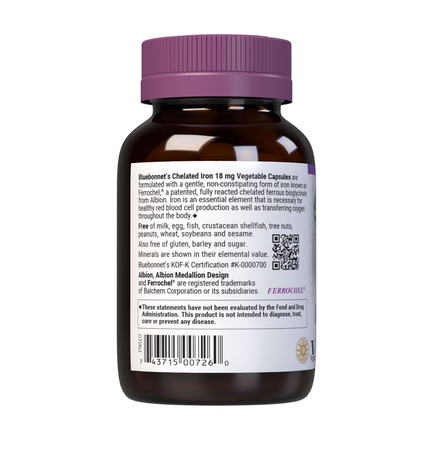 BlueBonnet Chelated Iron 18 mg Capsules 90