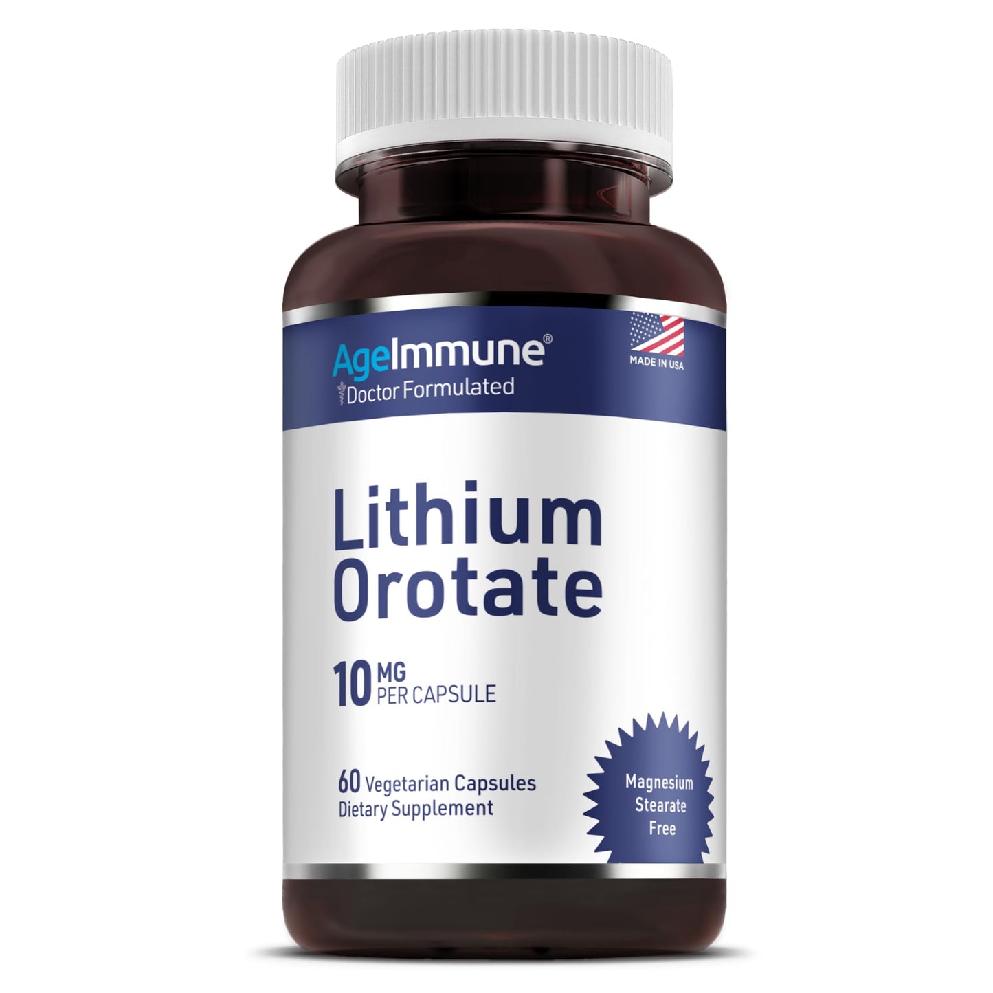 AgeImmune Lithium Orotate 10mg Capsule, 60 Count