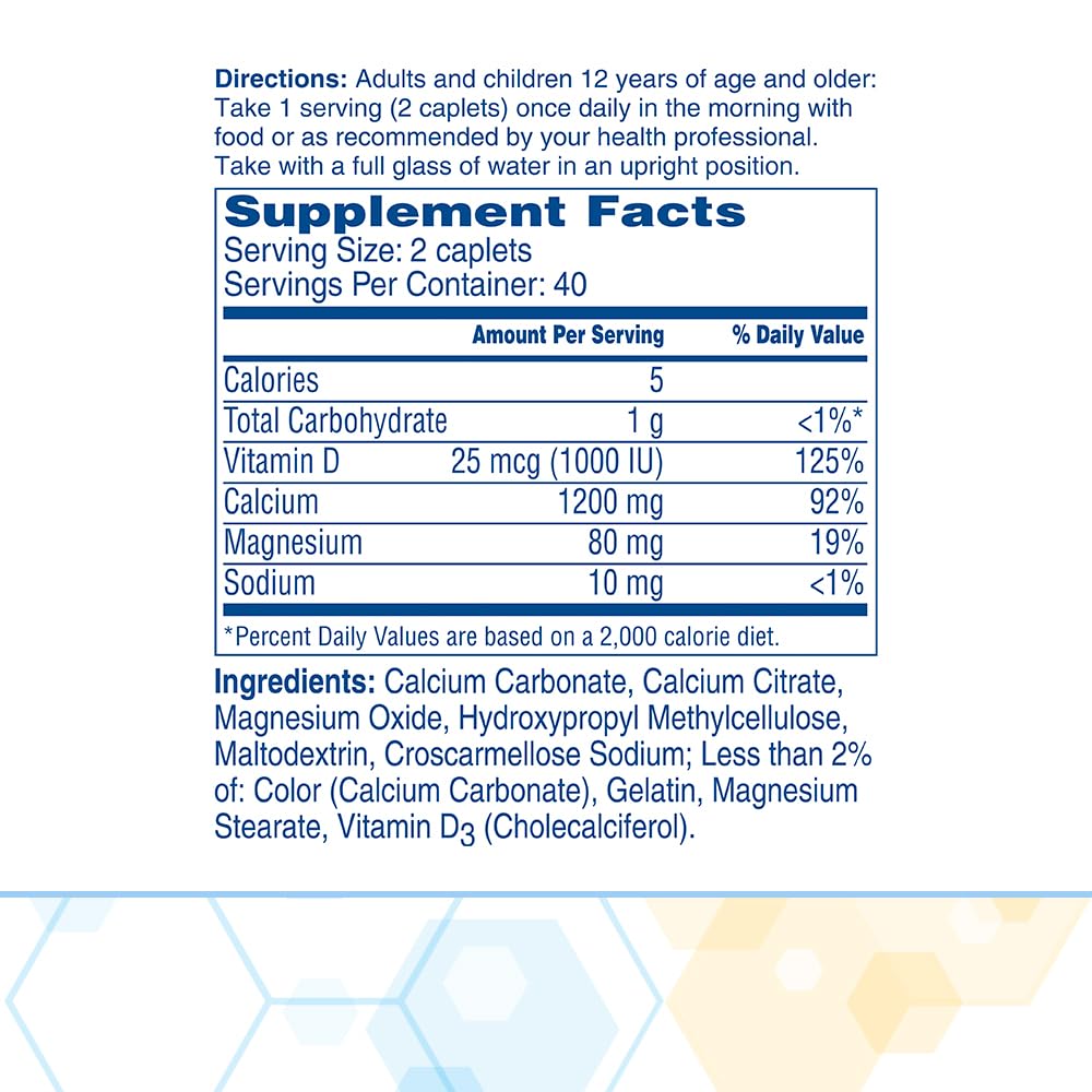 Citracal Slow Release Calcium 1200 mg with Vitamin D3 and Magnesium Caplets, 80 Count