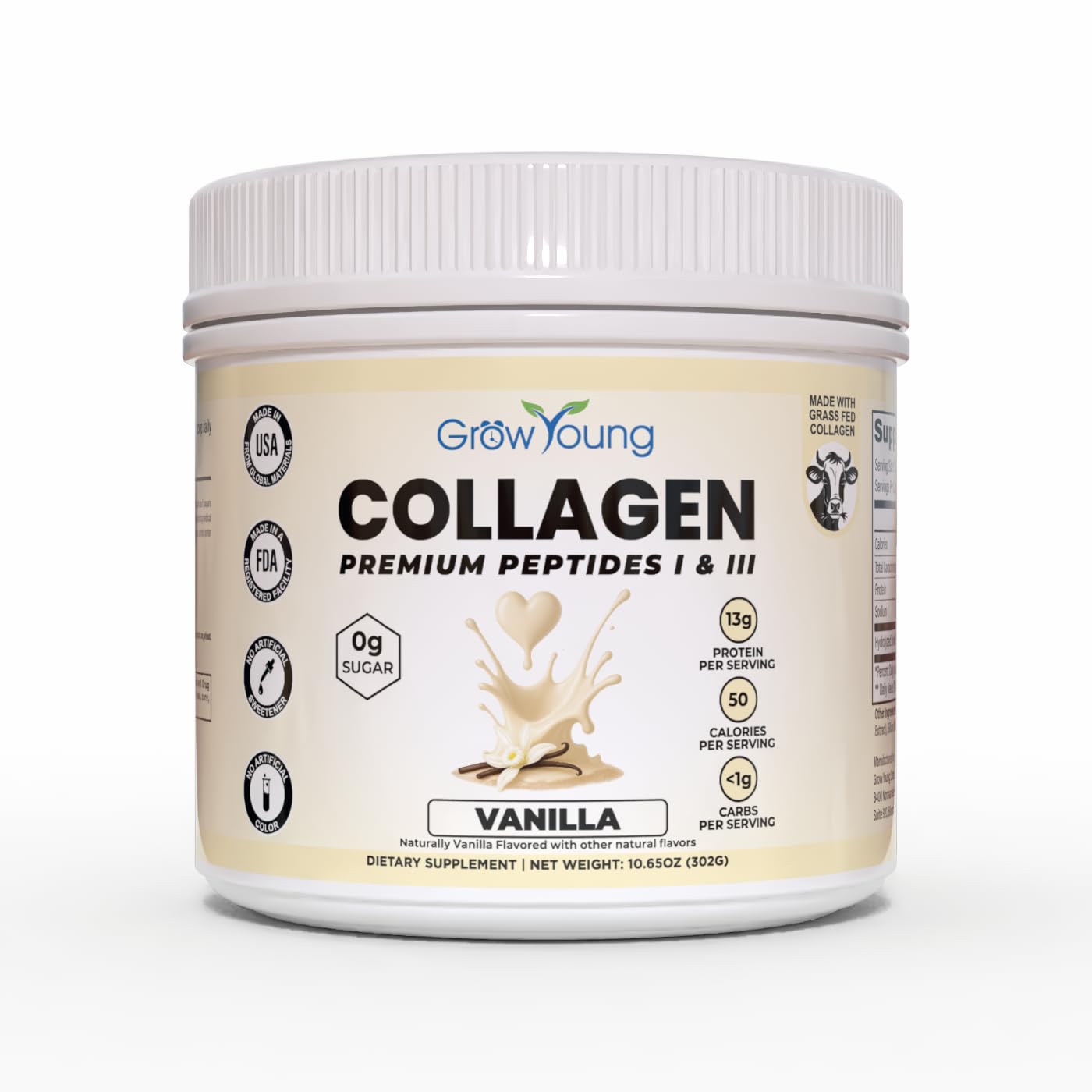 Grow Young Fitness Vanilla Collagen Protein Powder 10.65 oz