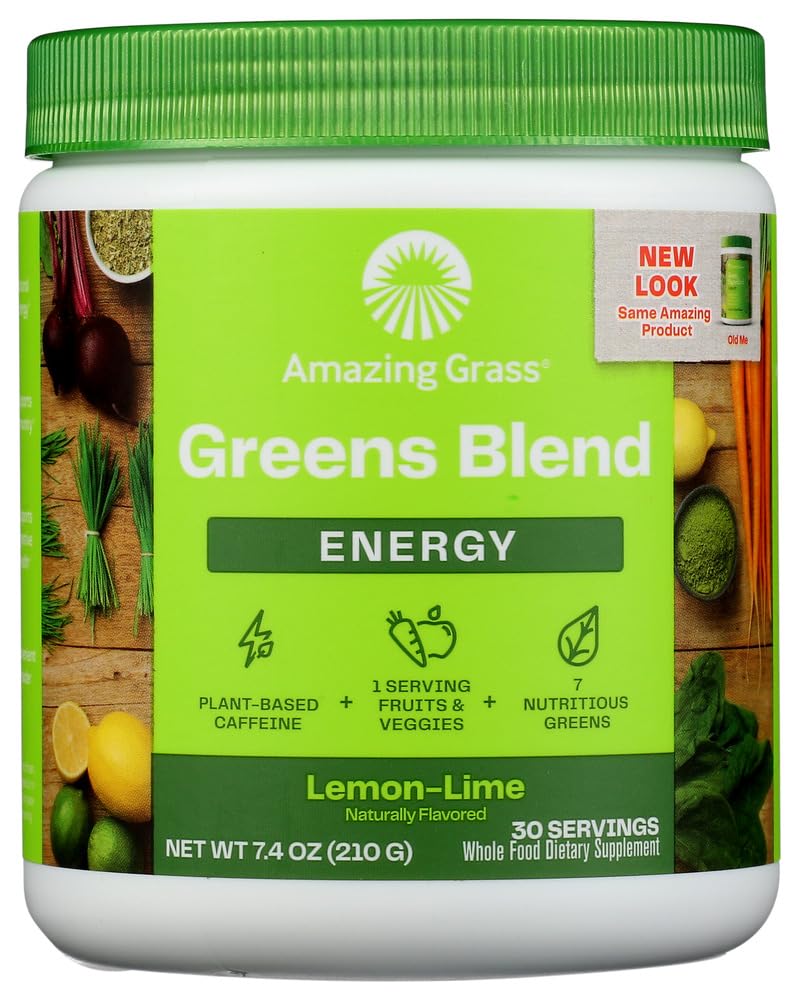 Amazing Grass Energy Green Superfood Powder Lemon Lime Flavor, 7.4 Ounce