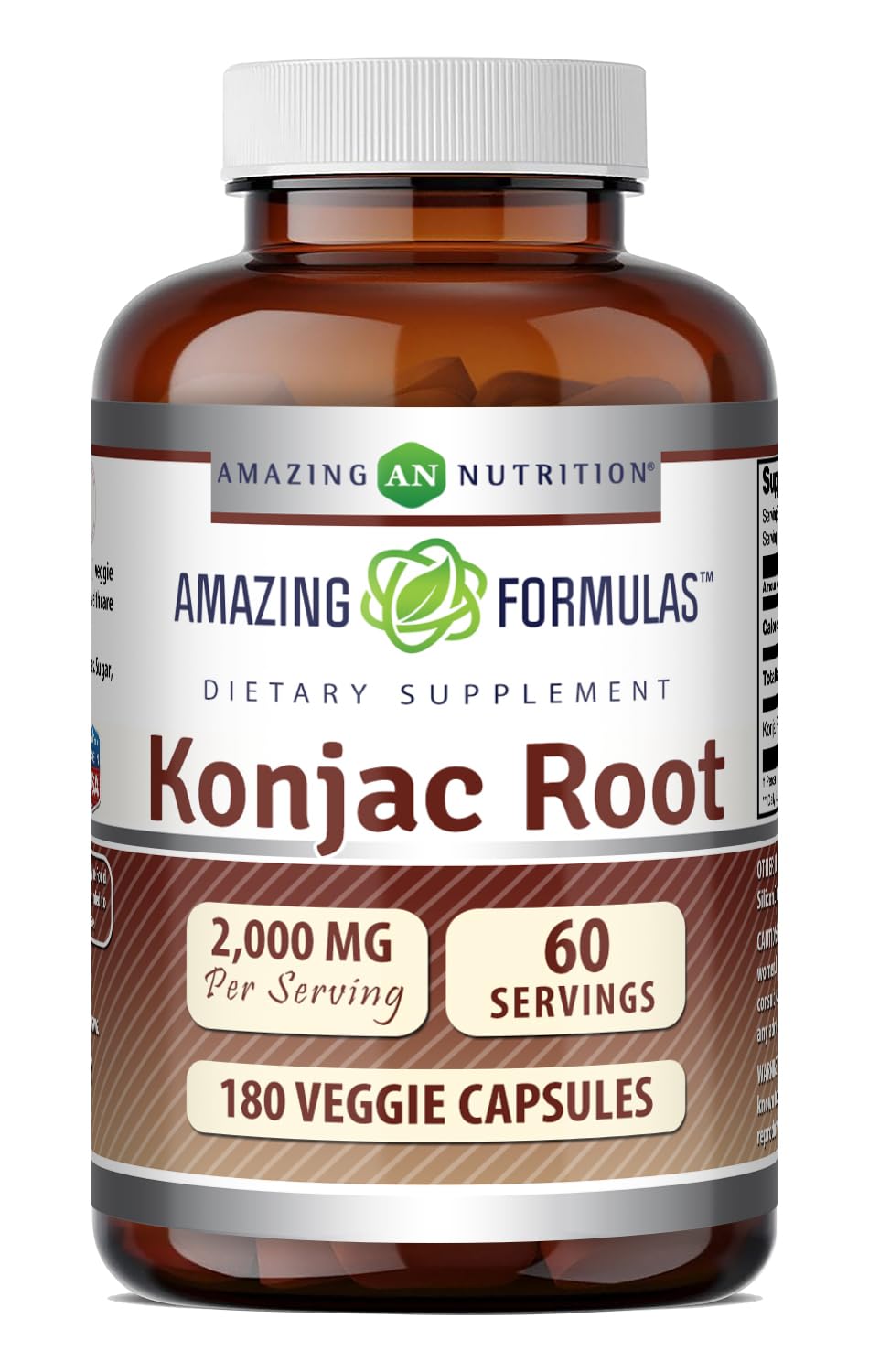 Amazing Nutrition Konjac Root Supplement Capsules, 180 Capsules