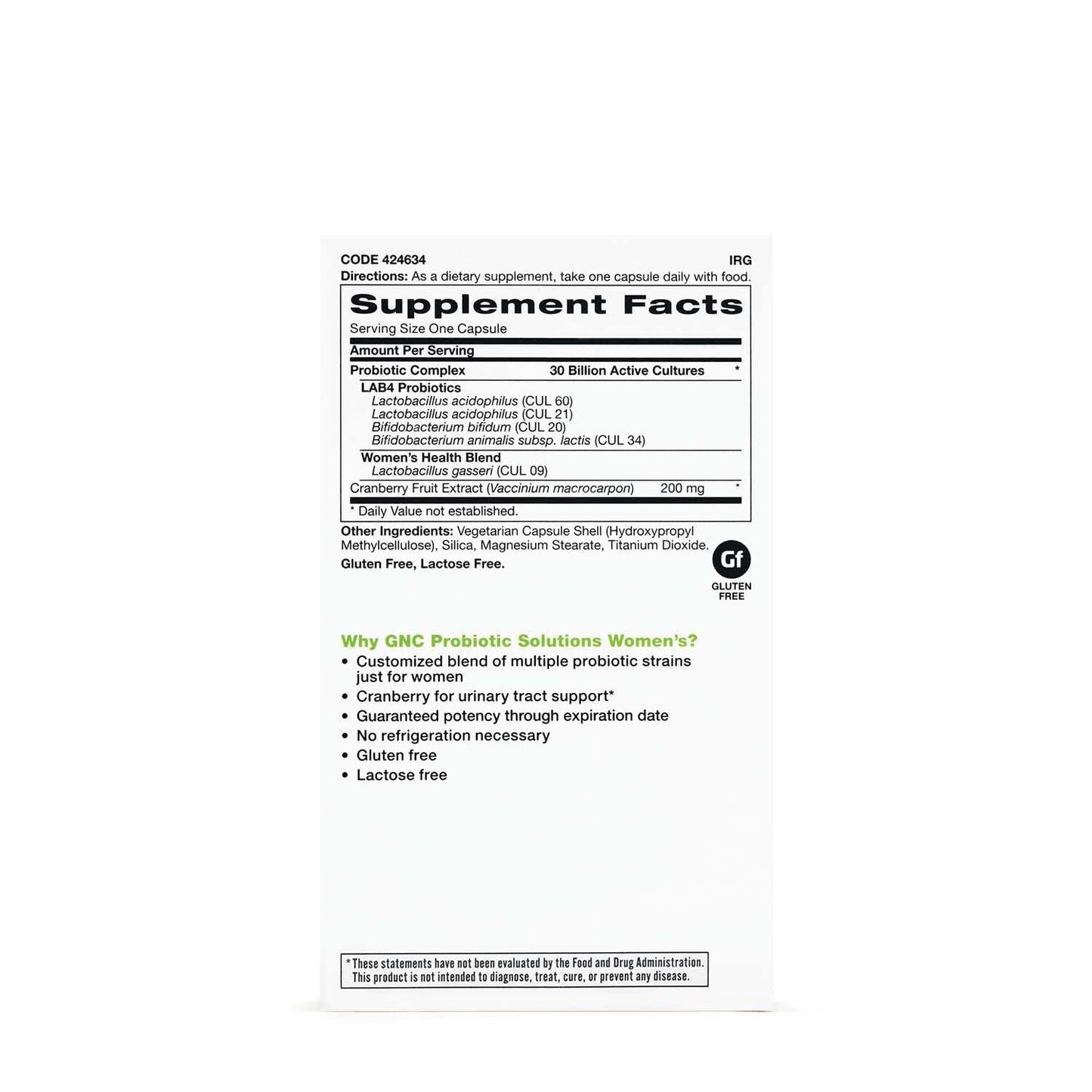 GNC Probiotic Solutions Women's Probiotic with 30 Billion CFUs, Multi-Strain, Vegetarian, 30 Capsules