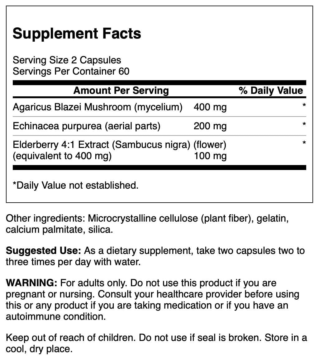 Swanson Elderberry Agaricus Echinacea Immune Support Health Formula Capsules 120
