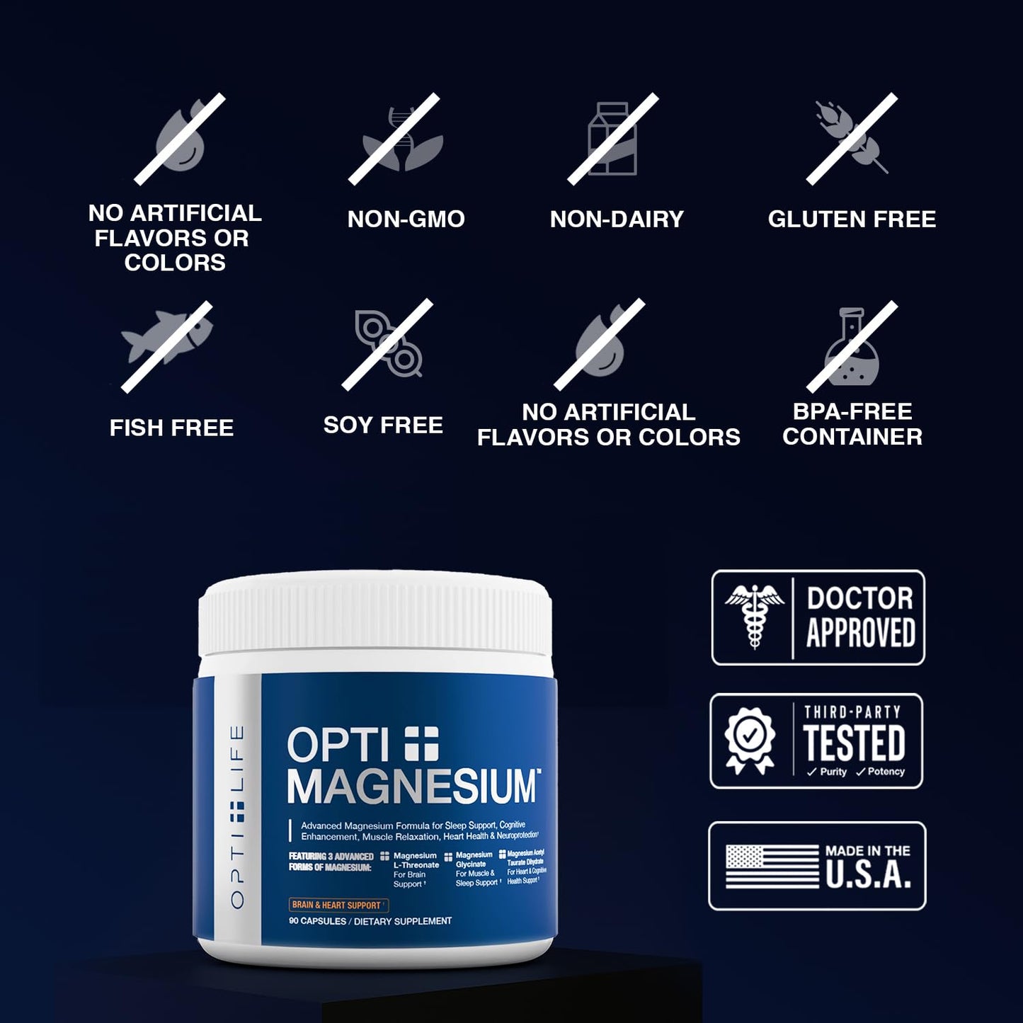 Opti + Life Triple Magnesium Complex Supplement Capsules, 90 Count