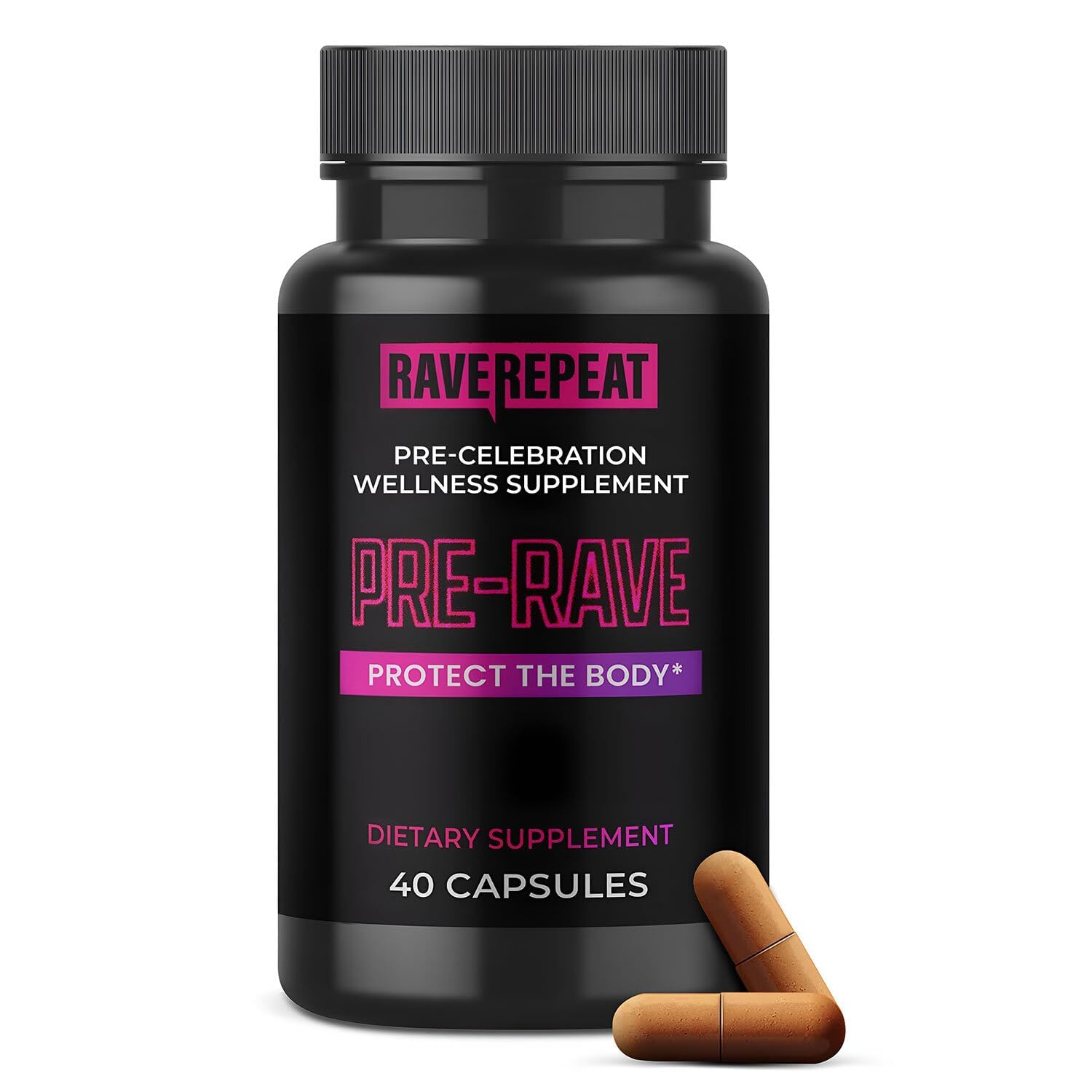 Rave Repeat Pre-Rave Supplement Capsules, 40 Count