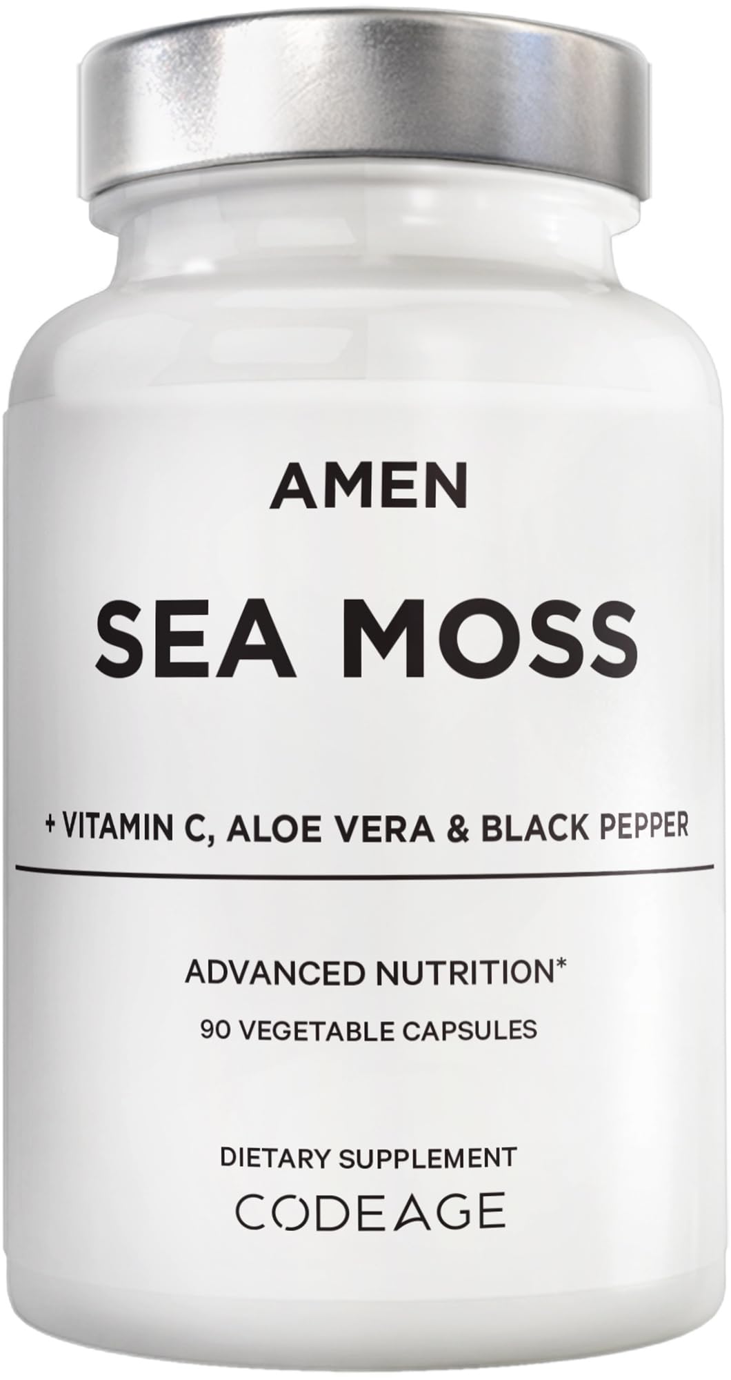 Amen Sea Moss with Bladderwrack Capsules, 1000mg Organic Irish Sea Moss, 90 Capsules