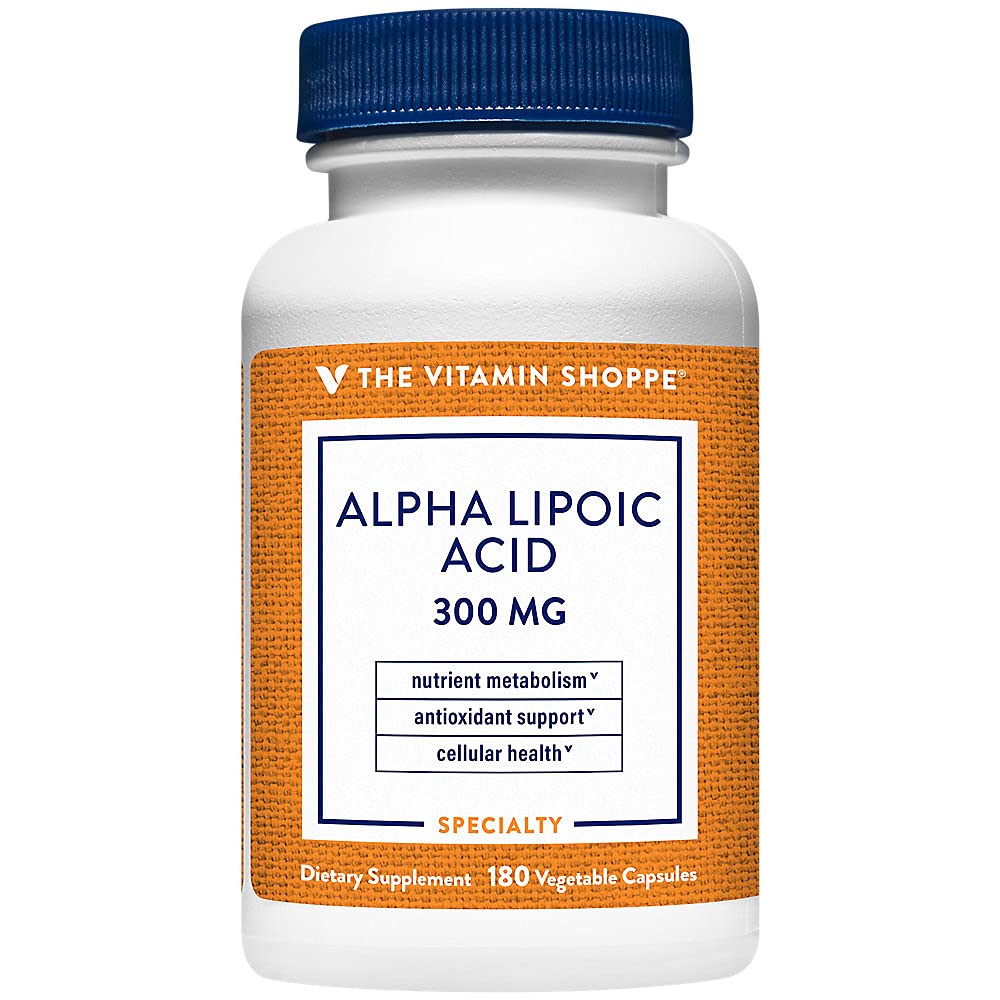 The Vitamin Shoppe Alpha Lipoic Acid 300mg Natural Antioxidant Formula to Support Glucose Metabolism & Promotes Healthy Blood Sugar, 180 Capsules