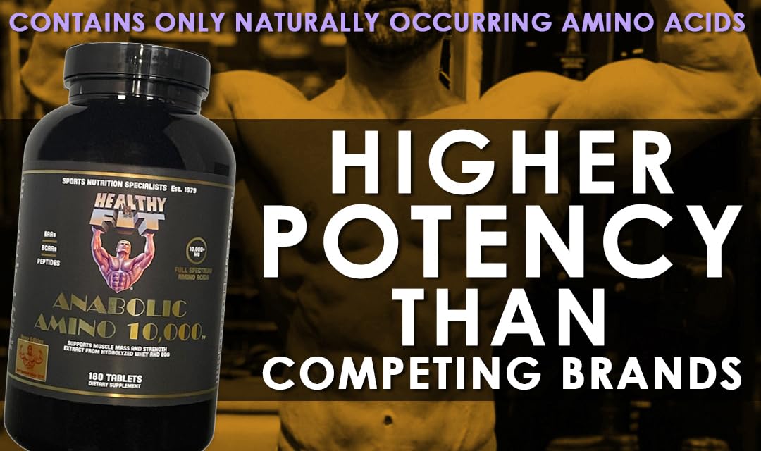 Healthy 'N Fit Amino 10,000 - Amino Acid, 180 Tablets - Hydrolyzed Egg & Whey Source - Fast Absorbing
