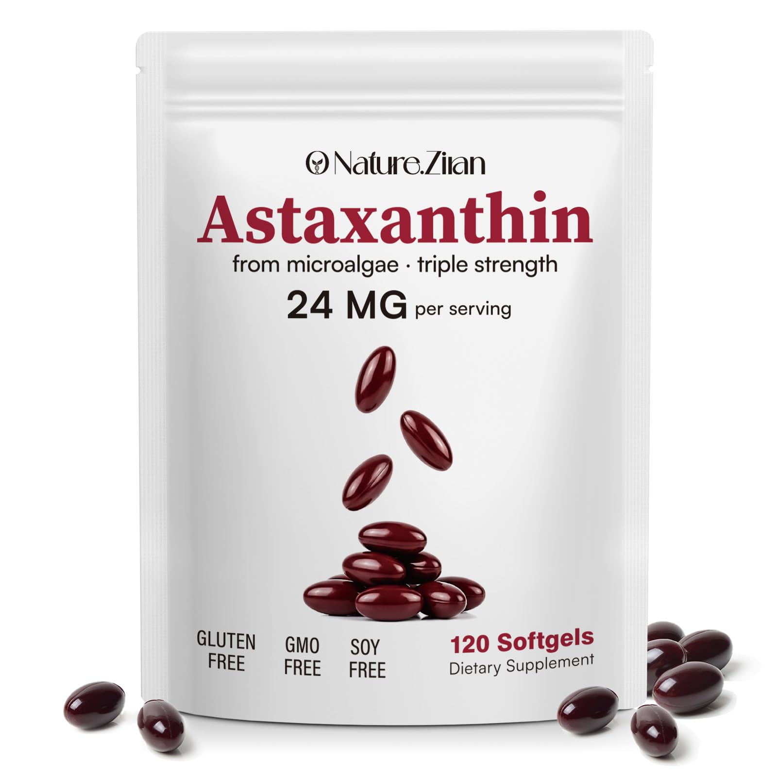 O NATURE . ZIRAN Astaxanthin Supplements 24mg Softgels, 120 Count