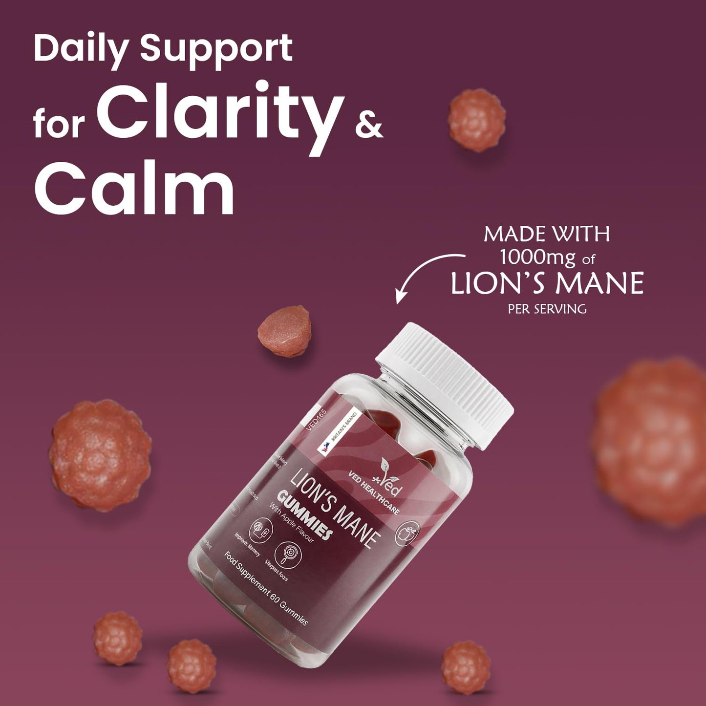 Ved Lions Mane Gummies 60 Count