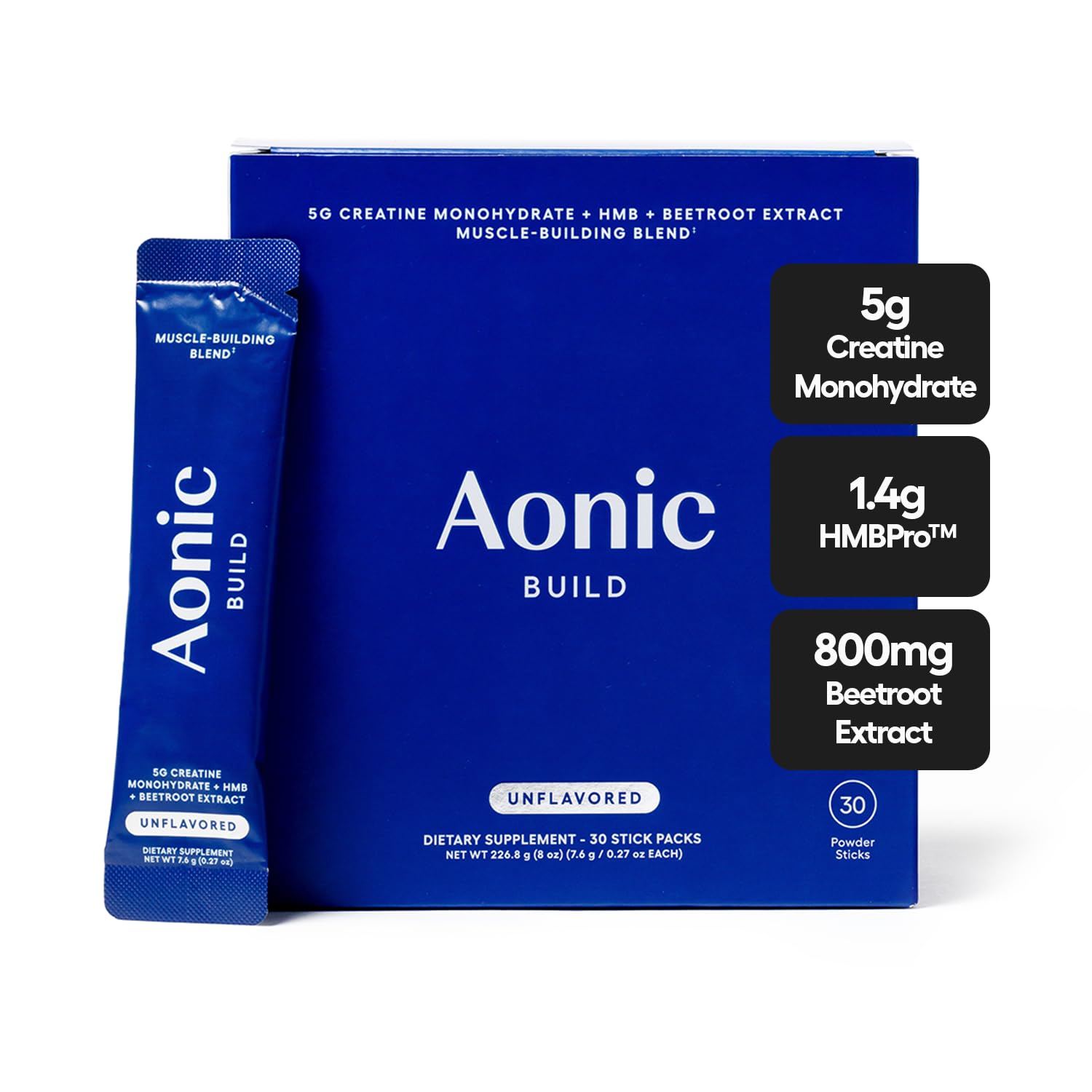 AONIC Build Creatine Monohydrate, HMB & Beetroot Powder, 16.96 oz