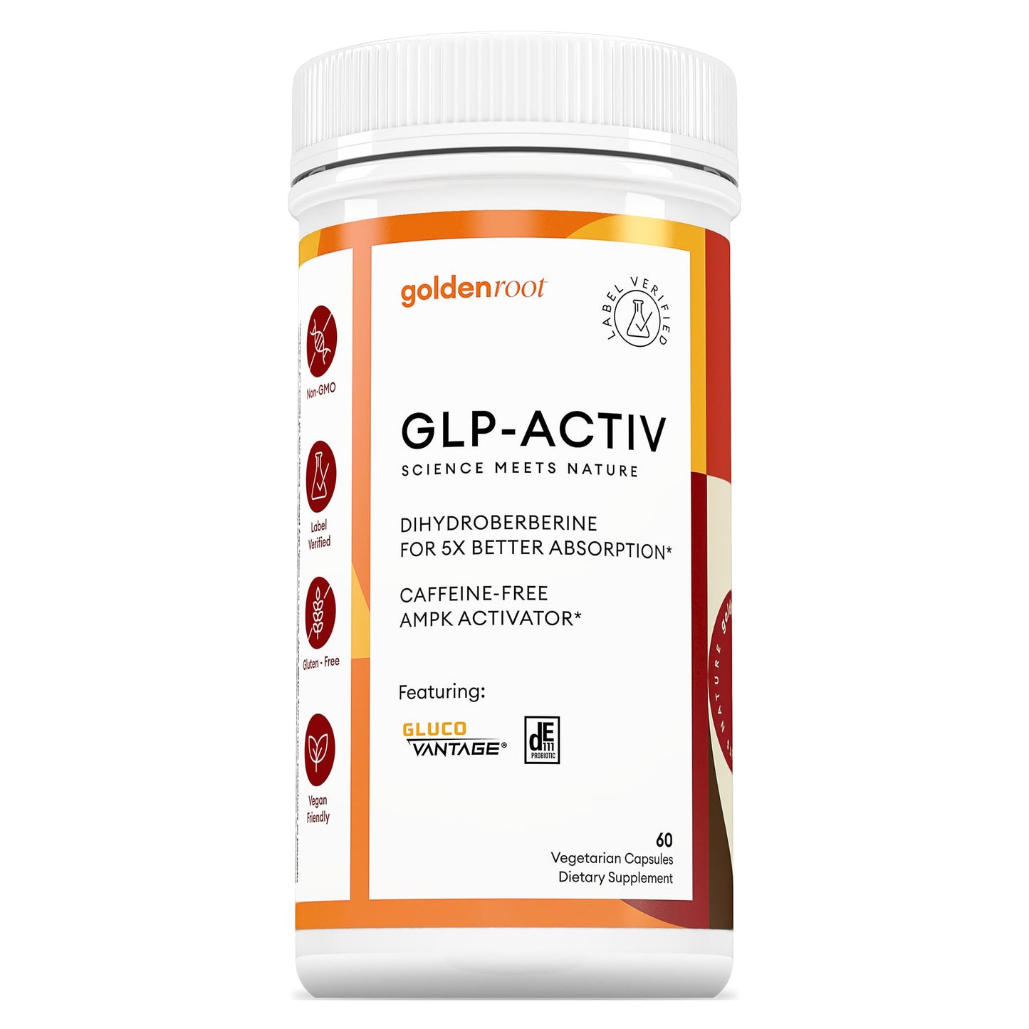 GoldenRoot Berberine Advanced Absorption Formula 200mg Dihydroberberine 5X Improved Absorption, DIM, Chromium Picolinate and DE111 Probiotics for Digestive Support, Vegan Friendly, 60 Capsules