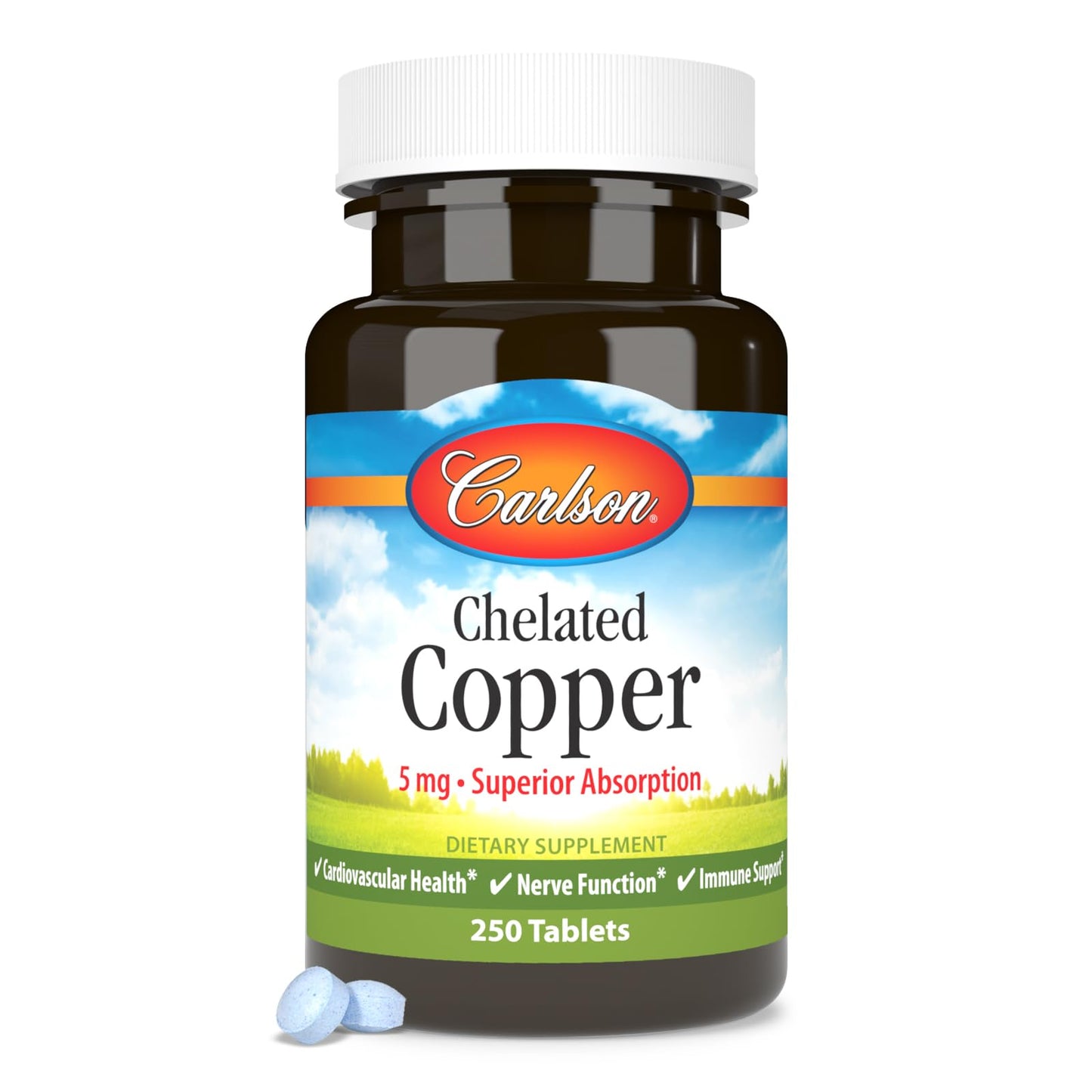 Carlson Chelated Copper 5 mg Tablets, 250 Count