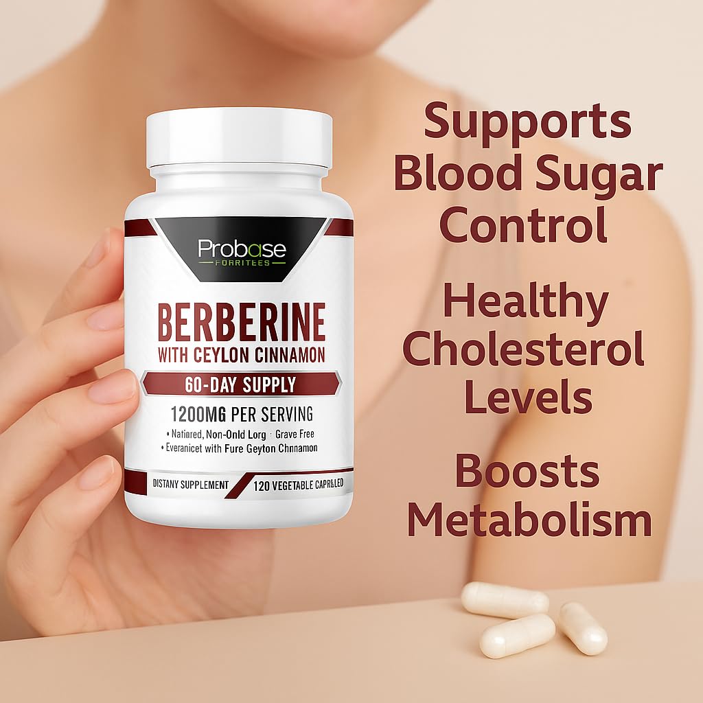 Probase Nutrition Berberine 1200mg with Ceylon Cinnamon Extract Capsule, 120 Capsules